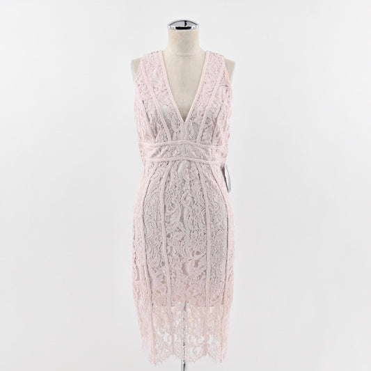 Bardot Womens Lace Sheath Dress Size 8 Blush Pink Romantic Elegant Cocktail NEW
