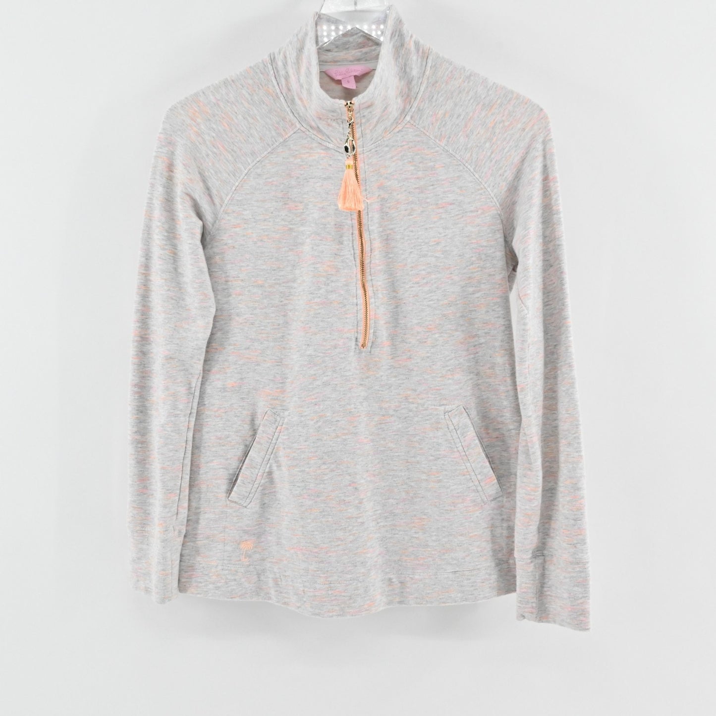 Lilly Pulitzer Womens Skipper Pullover Sz S Sunny State of Mind Gray Sweatshirt