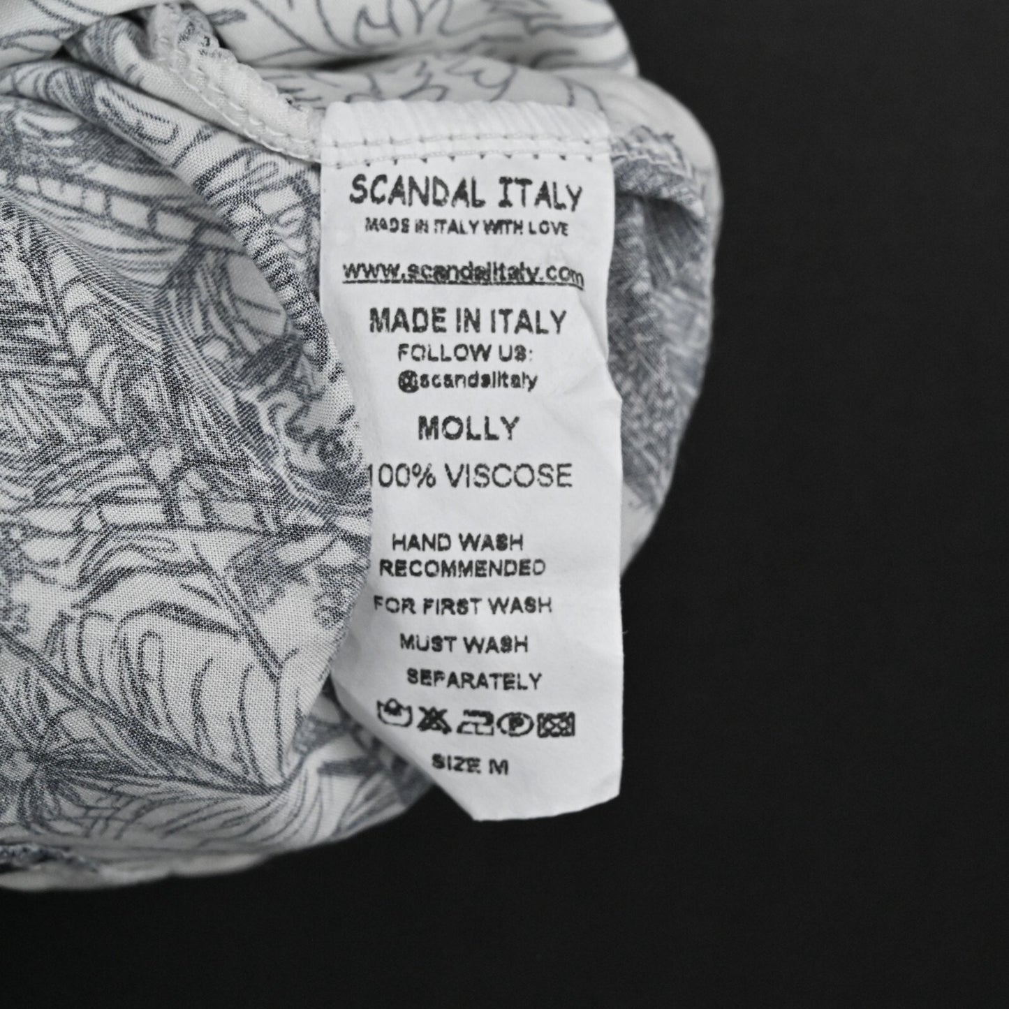 SCANDAL ITALY Womens Top Size M Molly Toile Black White Print Cami Blouse NEW