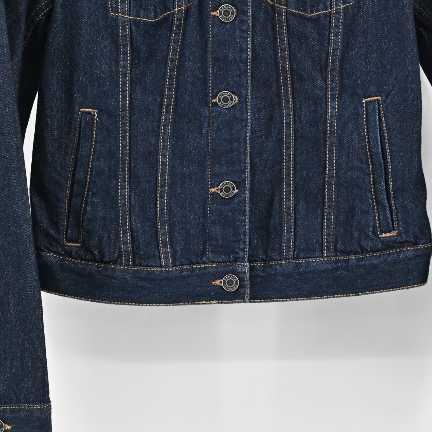 BANANA REPUBLIC Womens Embroidered Tiger Jacket Size XS Blue Denim Button Patch