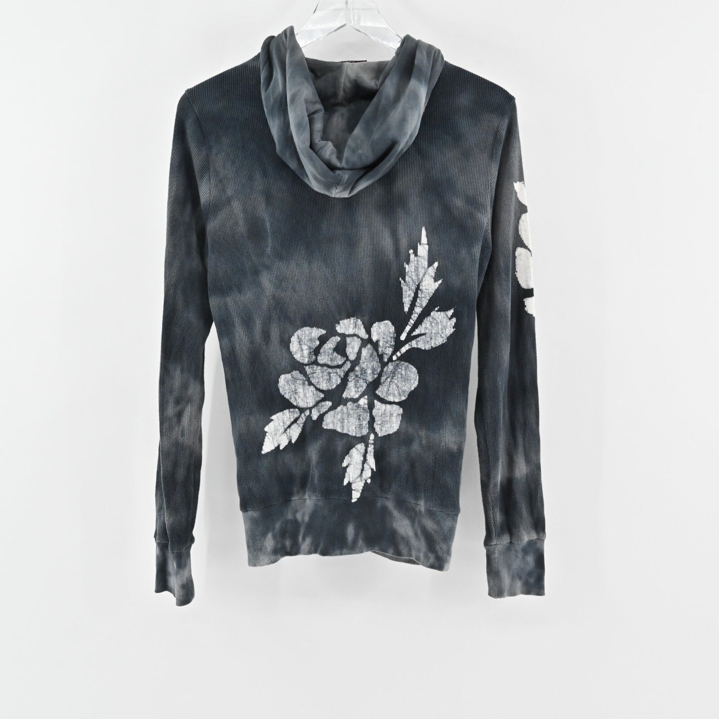 Vtg Y2k T PARTY Womens Jacket Size S Full Zip Hooded Tie Dye Flower Navy Casual