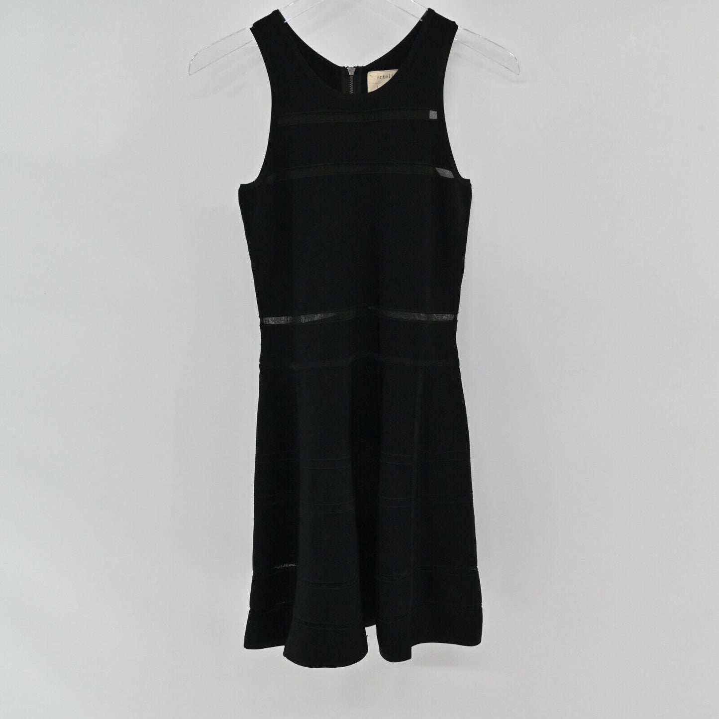 NICOLE MILLER Dress Womens Size S Black Ladder Lace Contrast Sleeveless Artelier