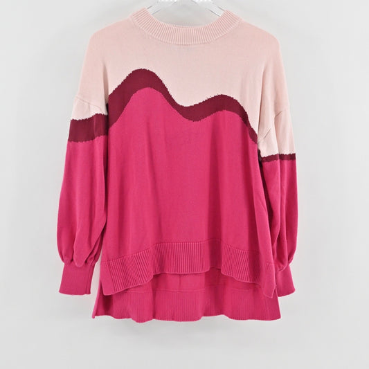 Tuckernuck Womens Pink Jersey Stripe Sweater Size M Wave Knit Pullover Cotton