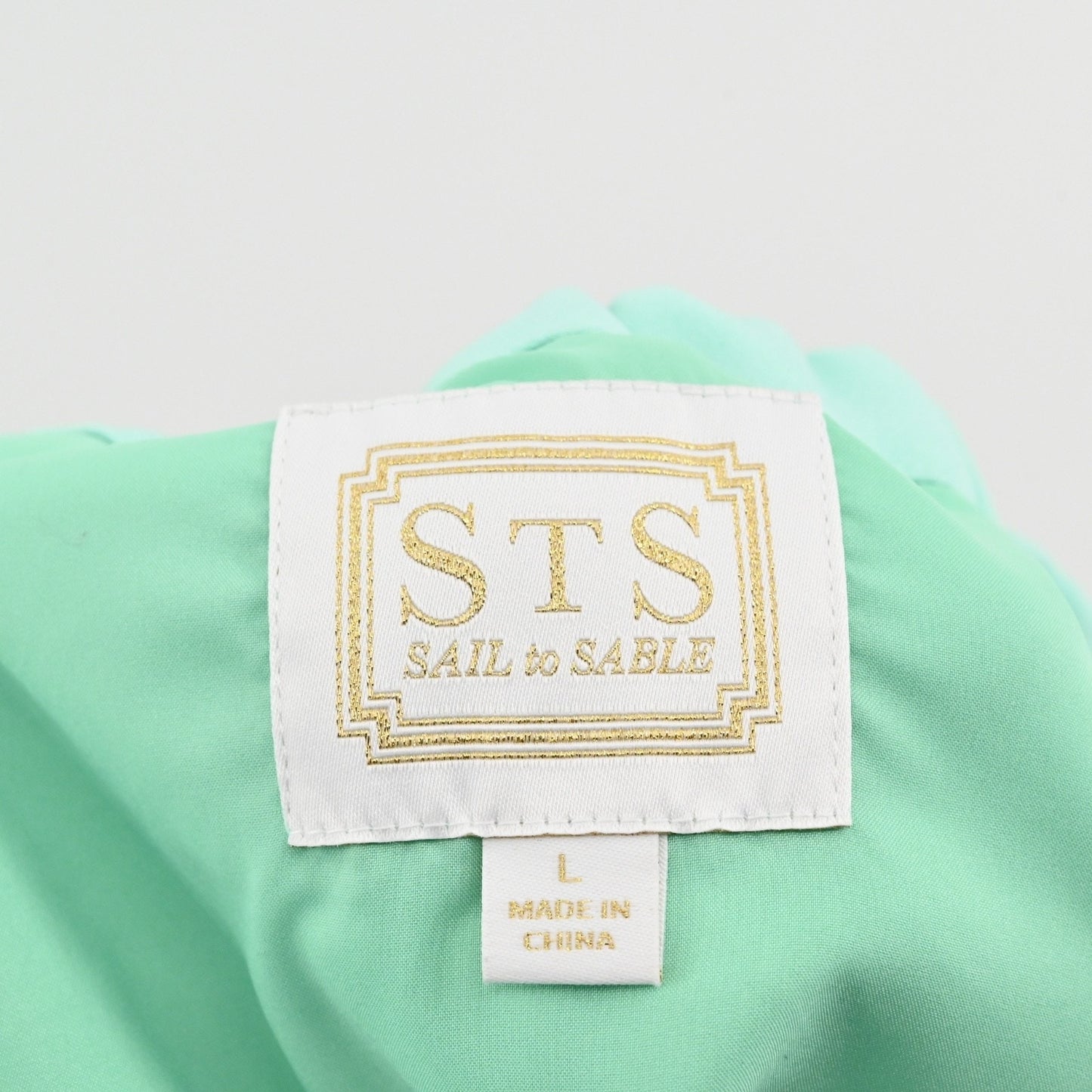 Sail To Sable Womens Off The Shoulder Bell Sleeve Top Sz L Mint Green Retro Boho