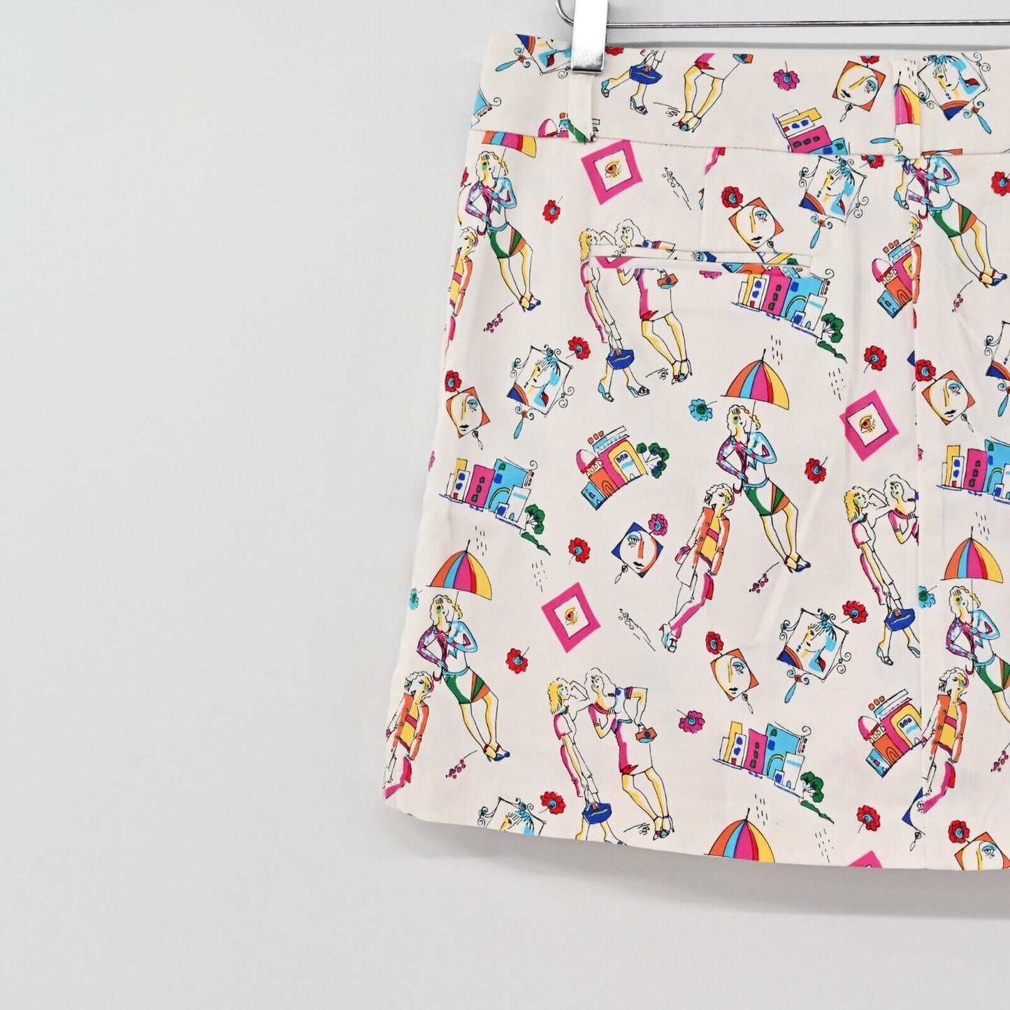 Vtg Skirt Womens Size 8 Downtown Ladies Print Multicolor Mini Pockets ATTYRE