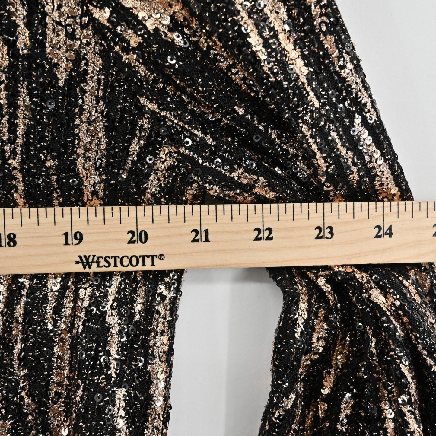 Betsy Adam Sequin Dress Size 8P Black Gold Bell Sleeve Mod Twee Retro Cocktail
