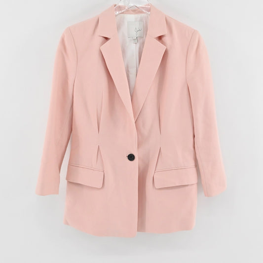Joie Womens Pleat Front Pink Blazer Size 2 Jacket Single Breasted Linen Blend
