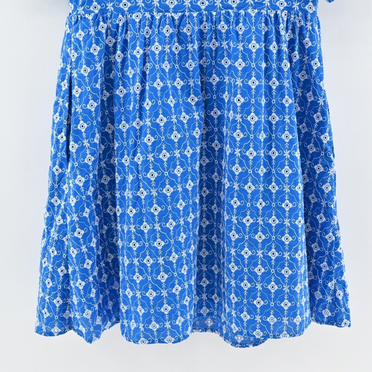 RHODE X TARGET Dress Sz S Blue Embroidered Eyelet Floral Cotton Puff Sleeve Mini