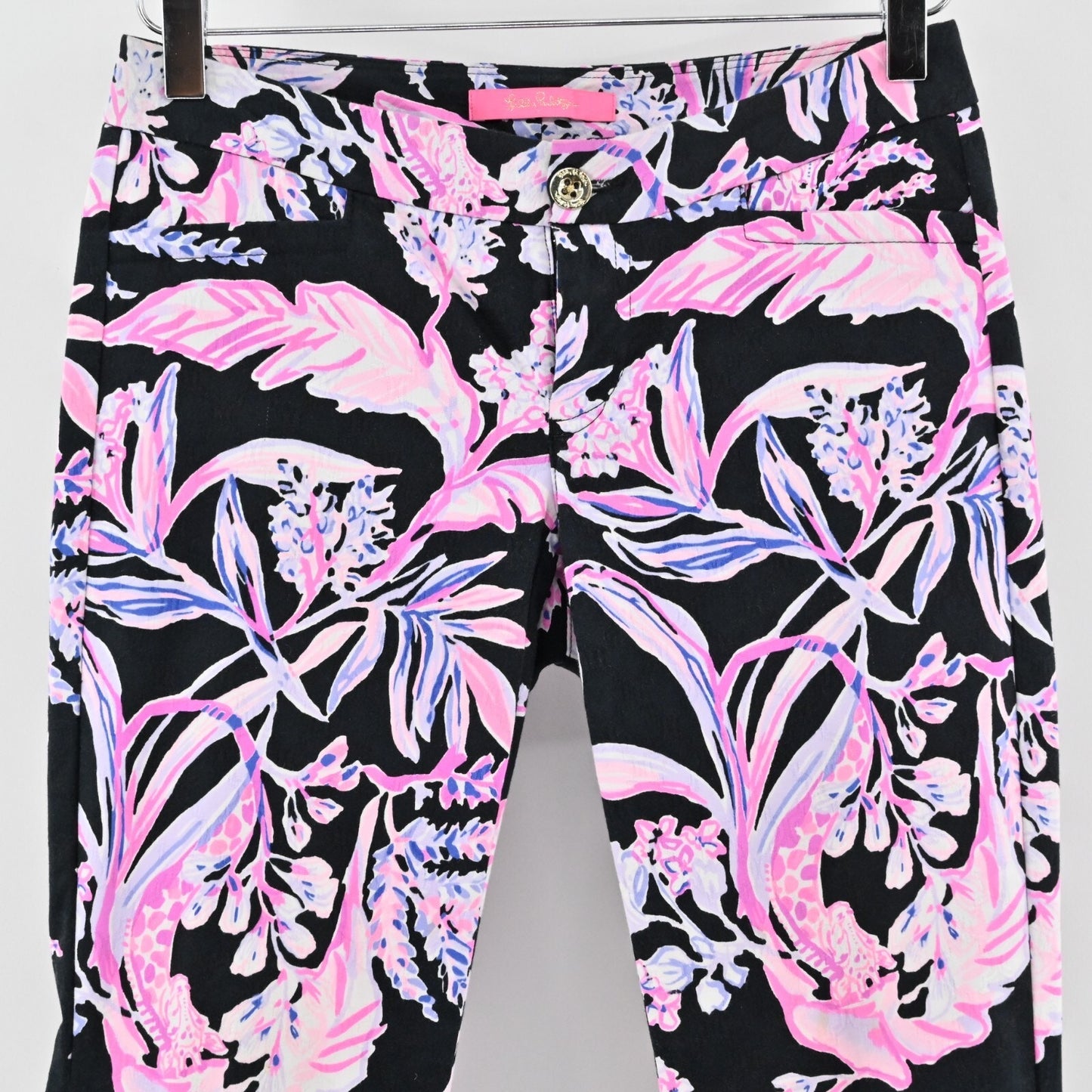 LILLY PULITZER Womens Kelly Pants Size 00 Skinny Ankle Onyx Wild Within Print