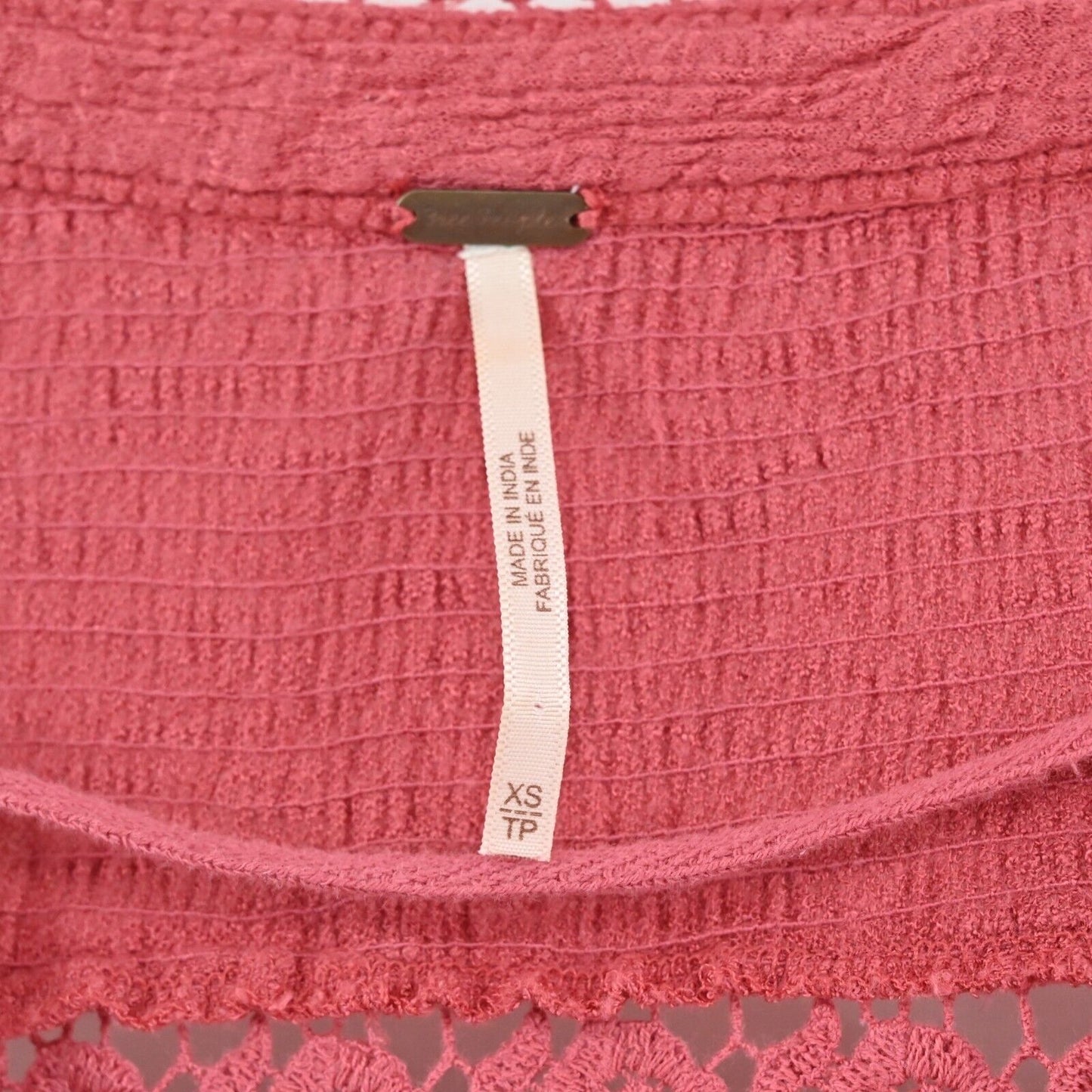 FREE PEOPLE Top Womens Sz XS Sarafina Embroidered Top Sangria Combo Pink Boho