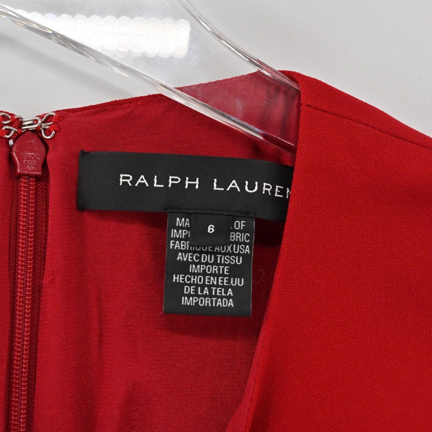 RALPH LAUREN Black Label Dress Womens Sz 6 Red Long Sleeve Classic Sheath Career