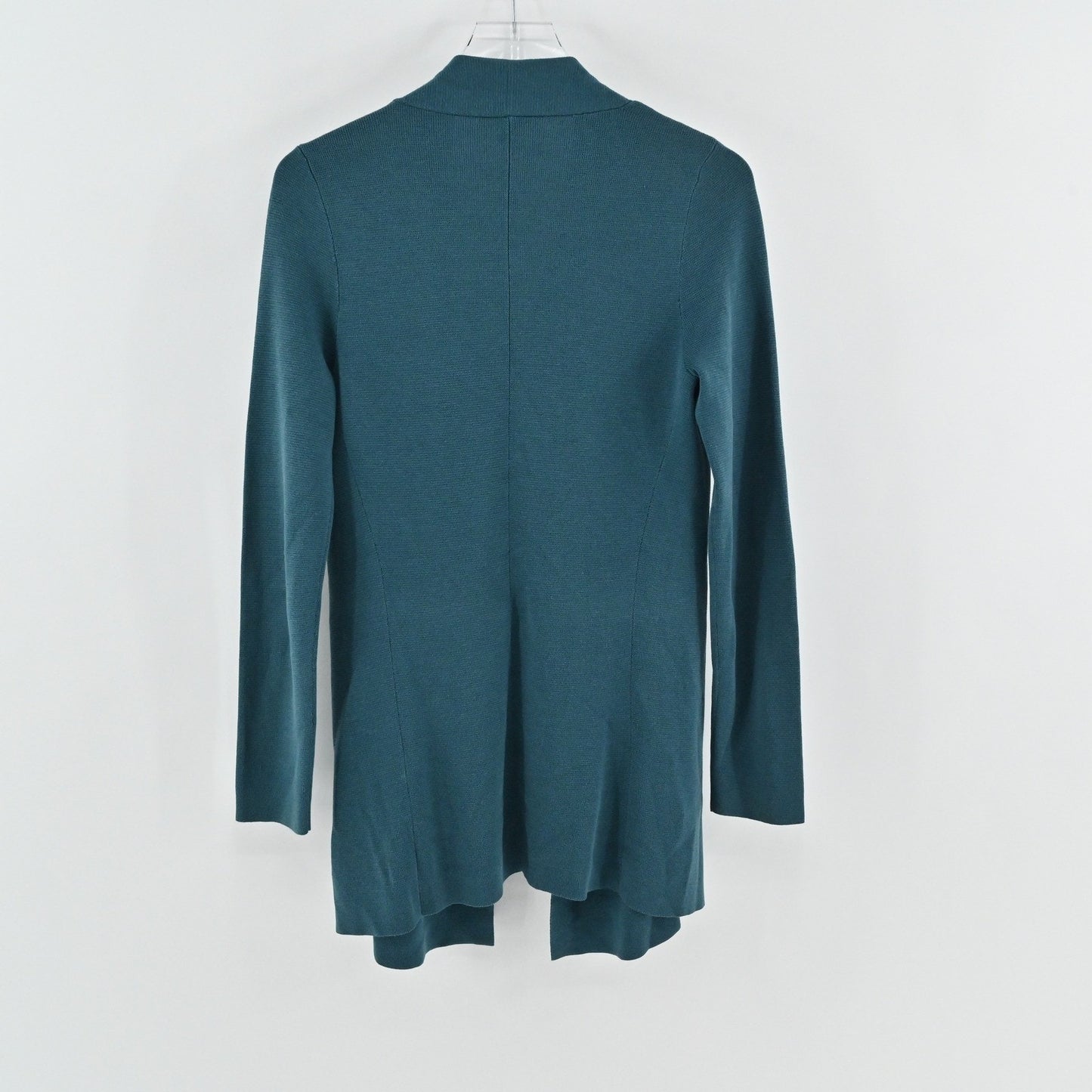 Eileen Fisher Womens Silk Cardigan Size XS Teal Blue Long Open Front Sweater
