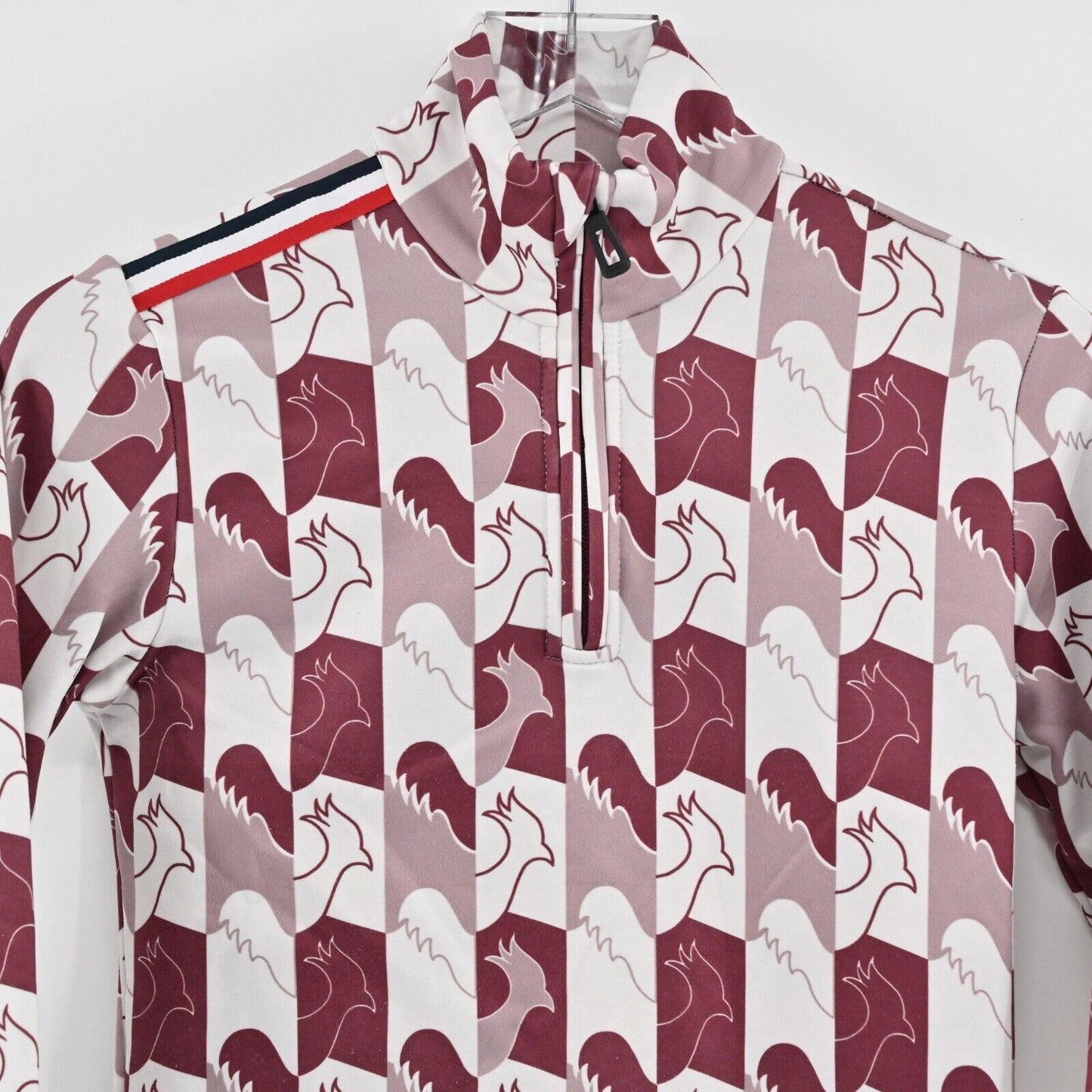 ROSSIGNOL Jacket Womens Size XS Red Rooster Print Palmares Quarter Zip Pullover