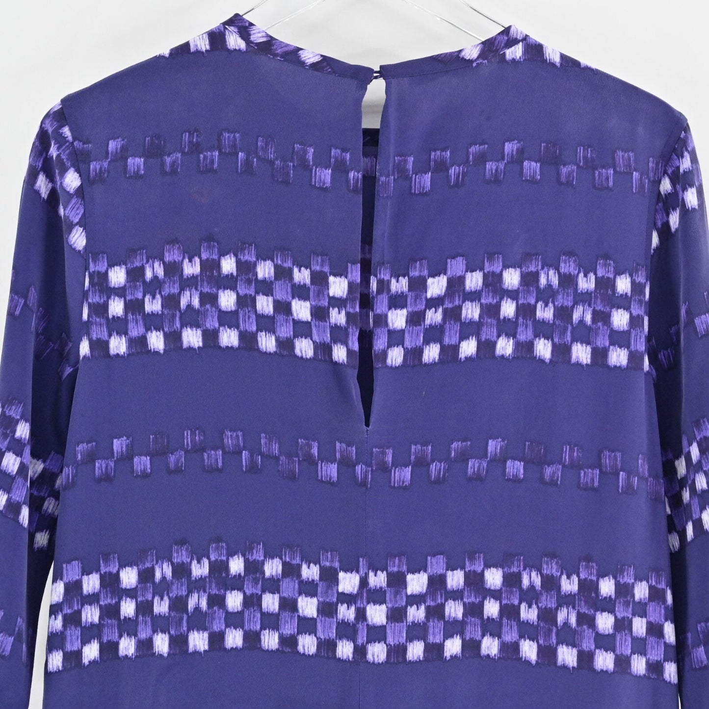 EQUIPMENT Aubrey Dress Size S Silk Ultra Marine Check Purple Print Shift Mini
