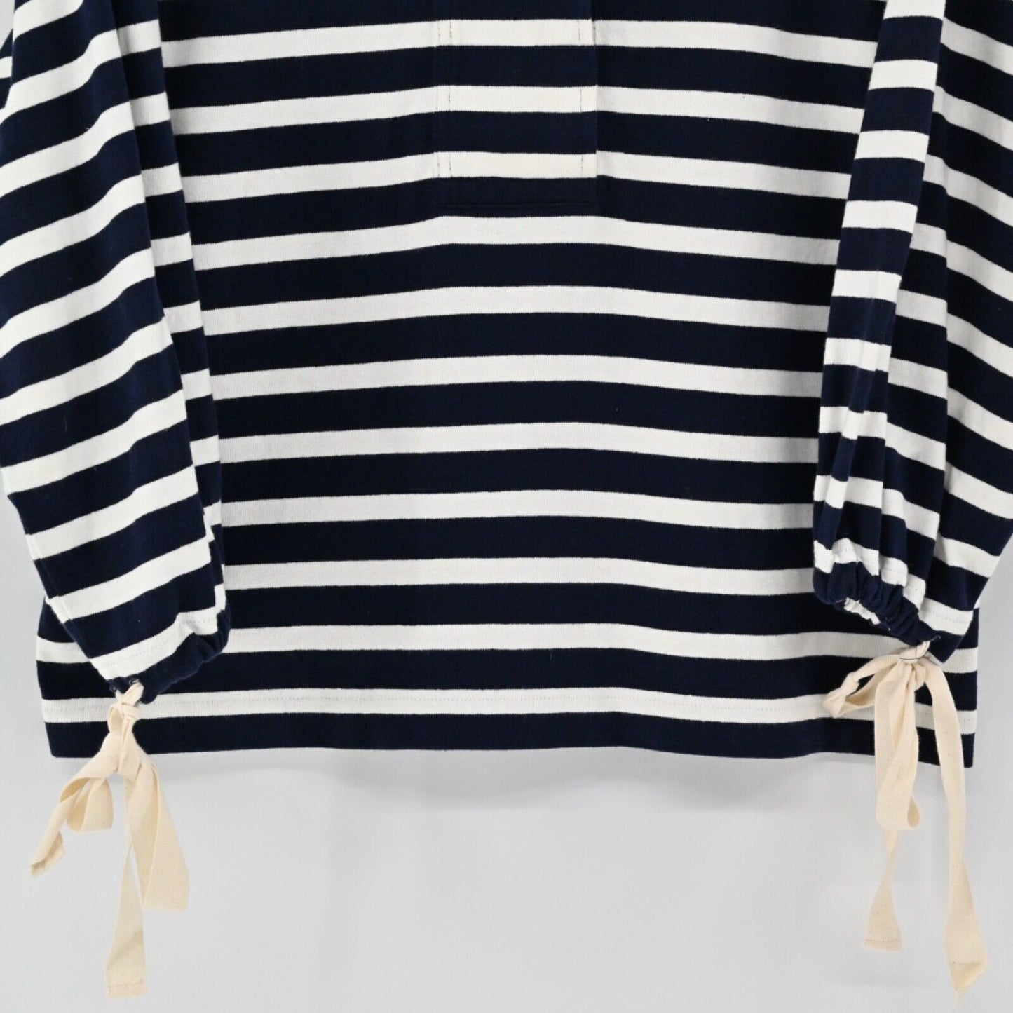 J CREW Sweatshirt Womens Size M Navy Blue White Stripe 100% Cotton Nautical Cape