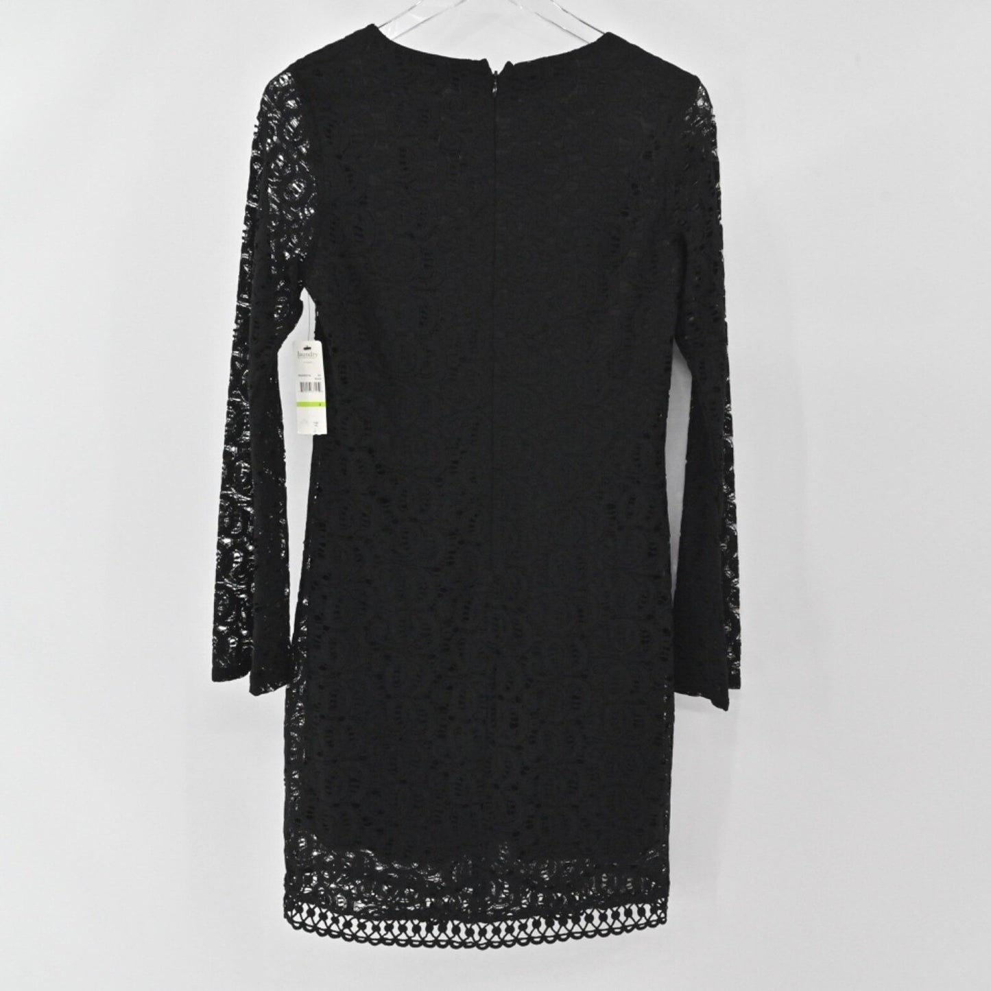 LAUNDRY by SHELLI SEGAL Dress Size 4 Black Lace Dark Romantic Sheer Long Sleeve