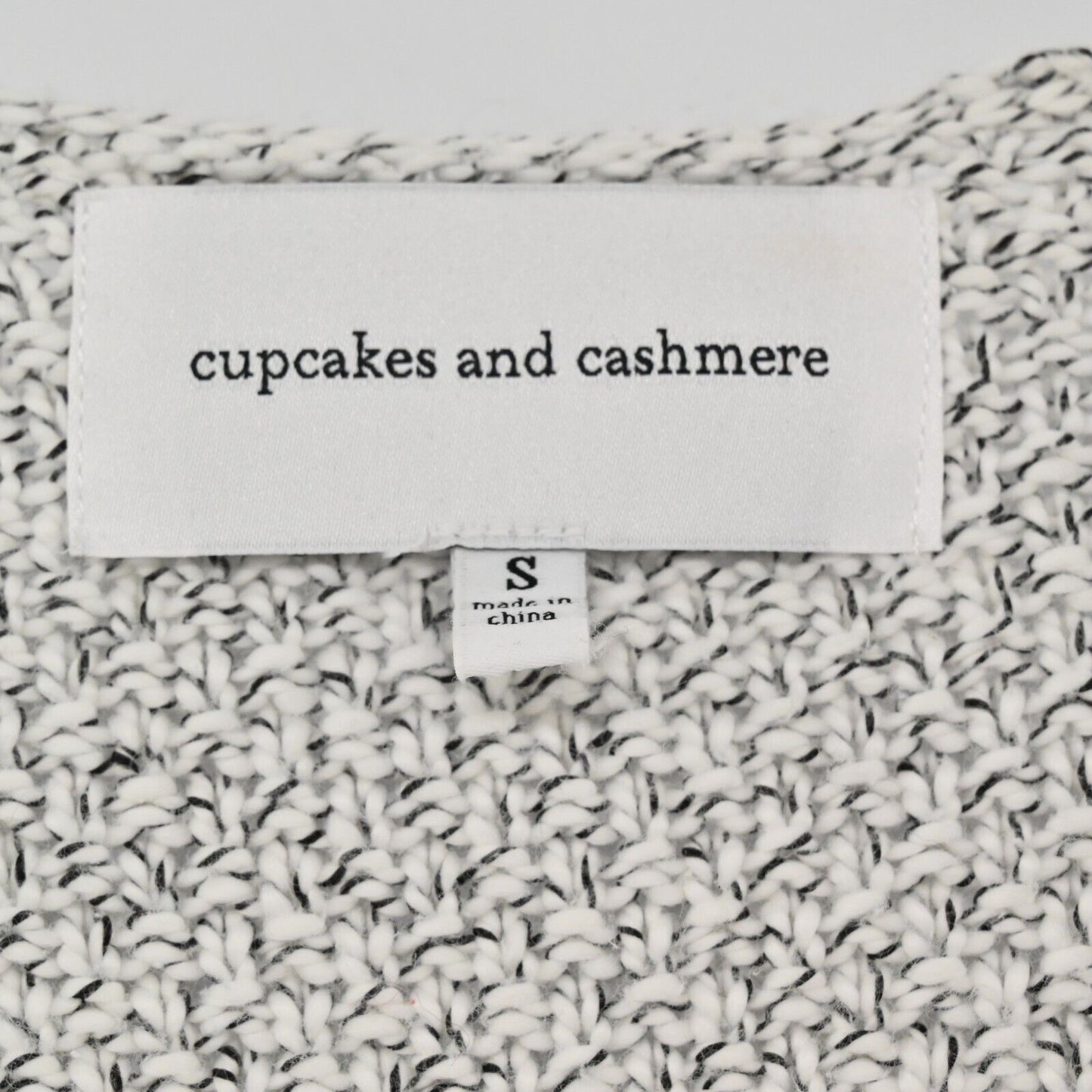 CUPCAKES CASHMERE Sweater Womens Sz S Calypso Fringe Knit Open Cardigan Boho