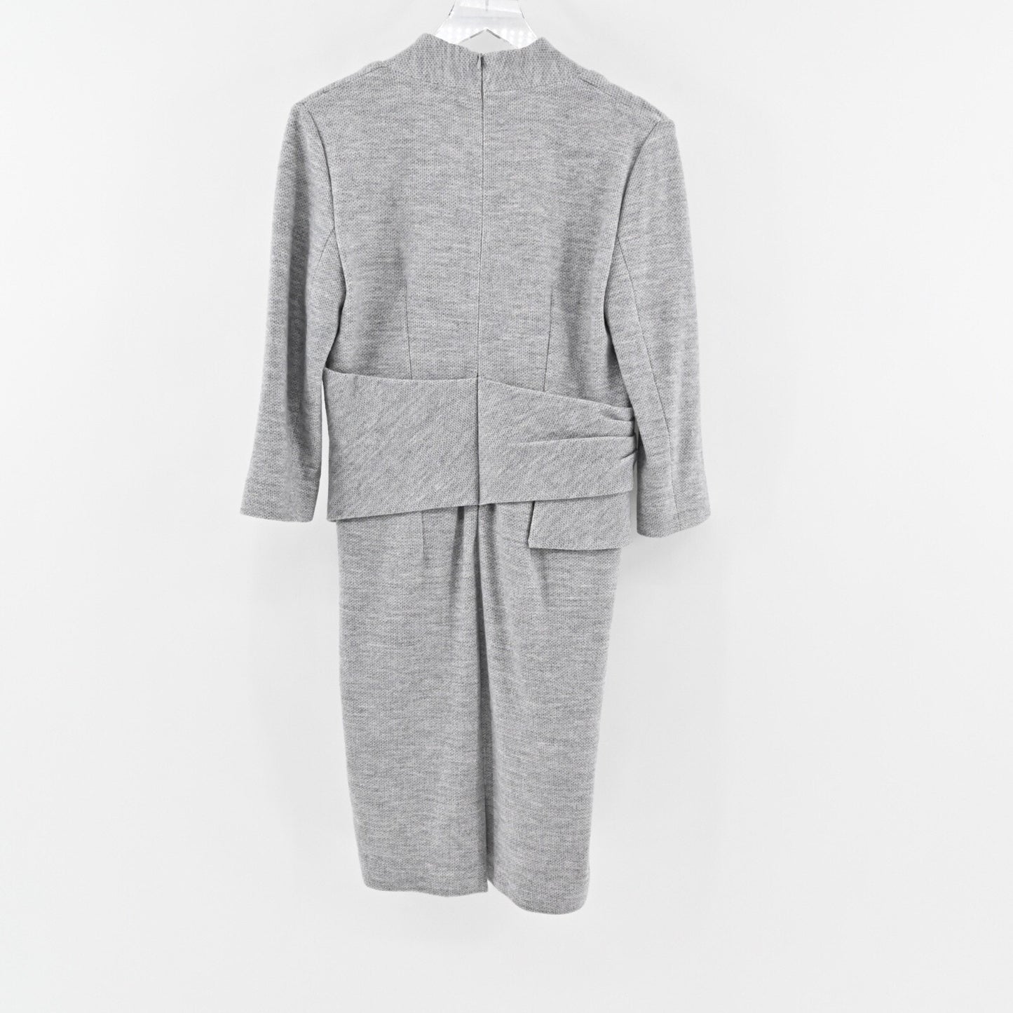 THE FOLD Arlington Sheath Dress Size 12 Gray Wool Cotton 3/4 Sleeve Layered NEW