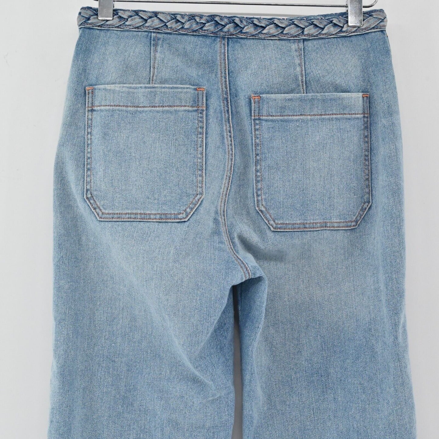 CURRENT ELLIOTT Jeans Womens 8 Braided High Waisted Cropped Blue Denim Western