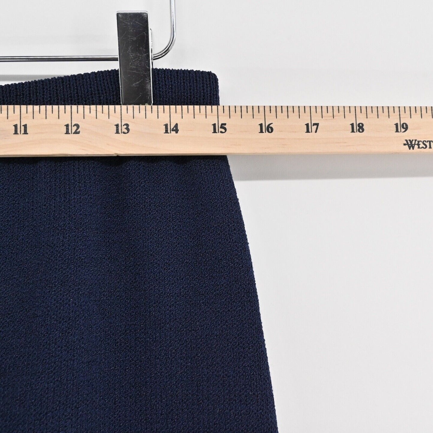 Vtg ST JOHN Skirt Suit Size 8/10 Navy Blue Santana Knit Full Zip Jacket Dog Show