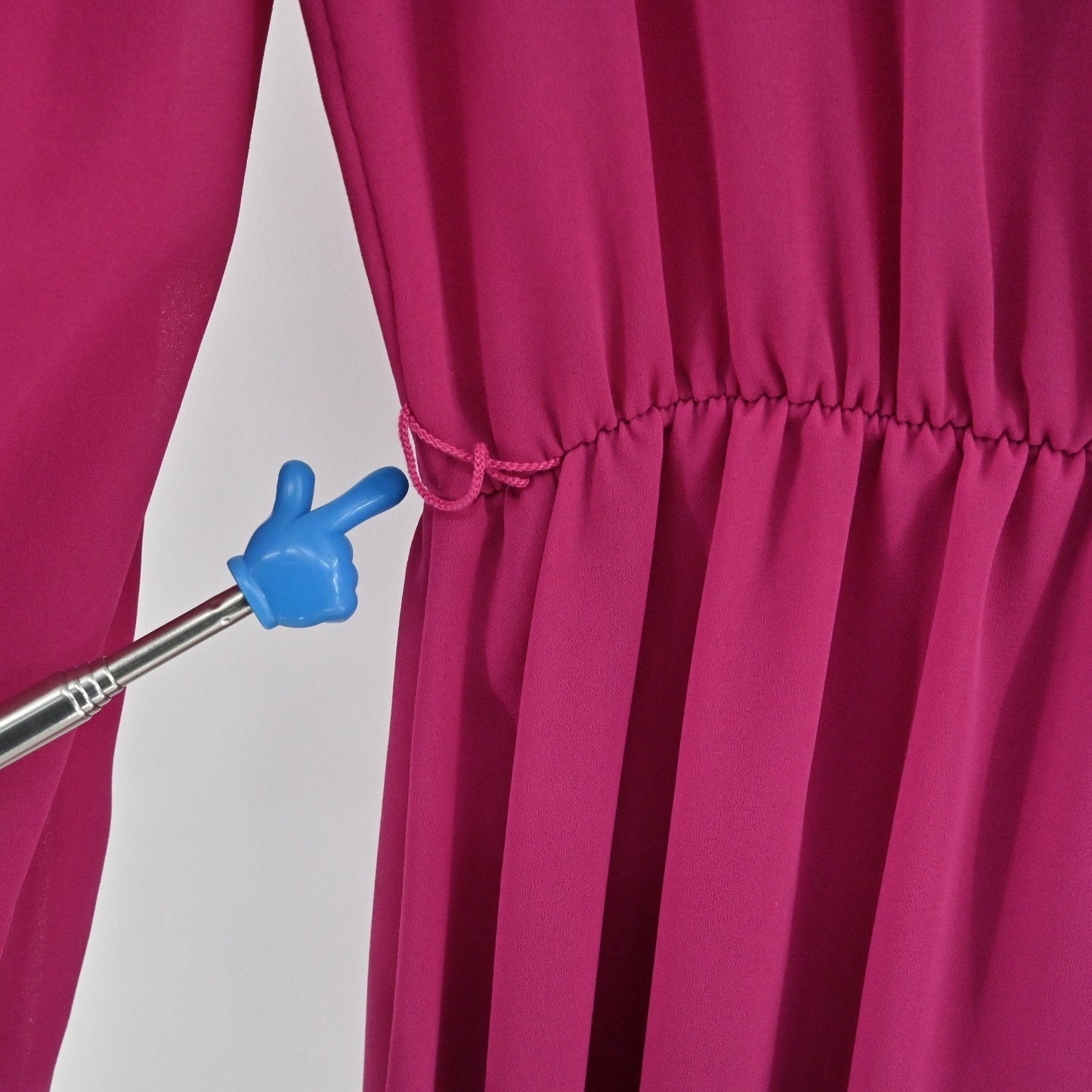 Vintage 70s 80s Blouson Evening Midi Dress Sz 10 Pink Beaded Sequin Puff Sleeve