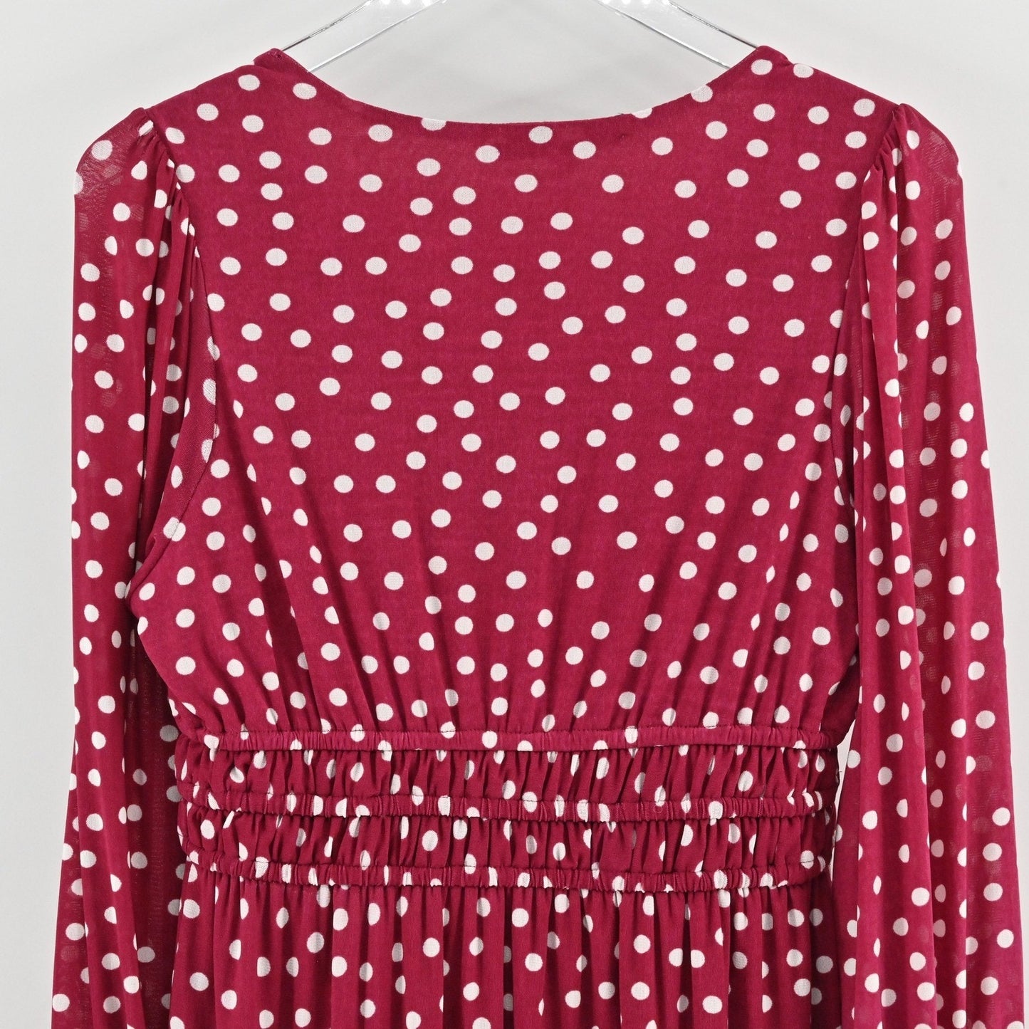 Elizabeth & James Polka Dot Midi Dress Size L Red White Tiered Retro Whimsical