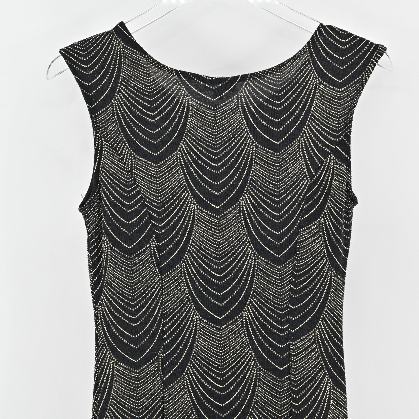 Vtg Y2k Whimsigoth Dress Size M Black Gown Sleeveless Gold Metallic Fairygoth