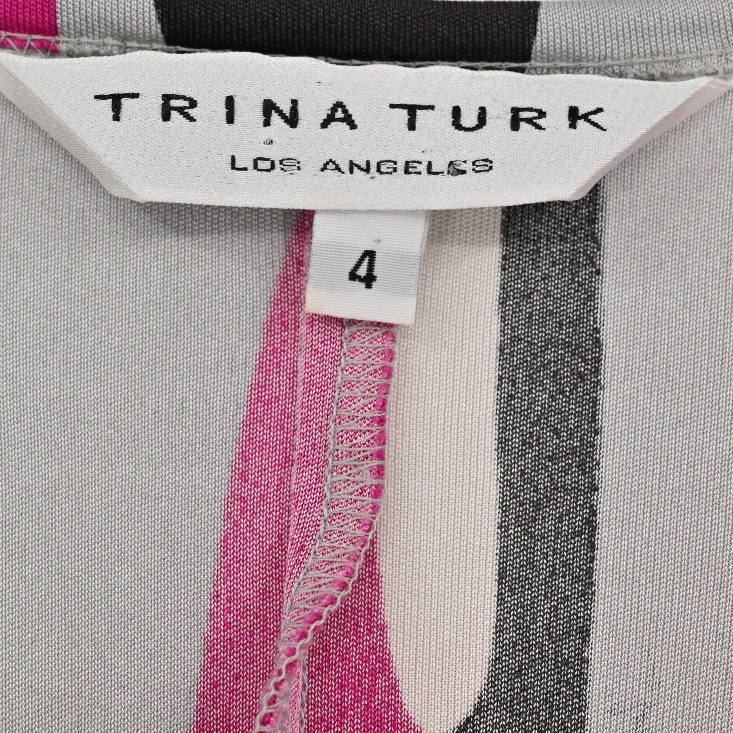 TRINA TURK Dress Womens Size 4 Pink Silk Shift Mini Geometric Retro Print USA