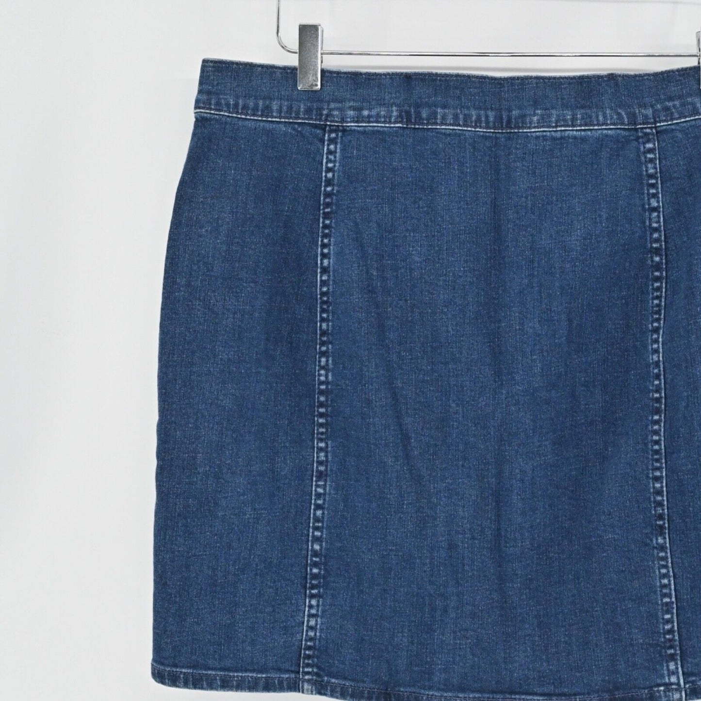 MADEWELL Skirt Womens Size 18 Stretch Denim Straight Mini Dark Wash Button Front