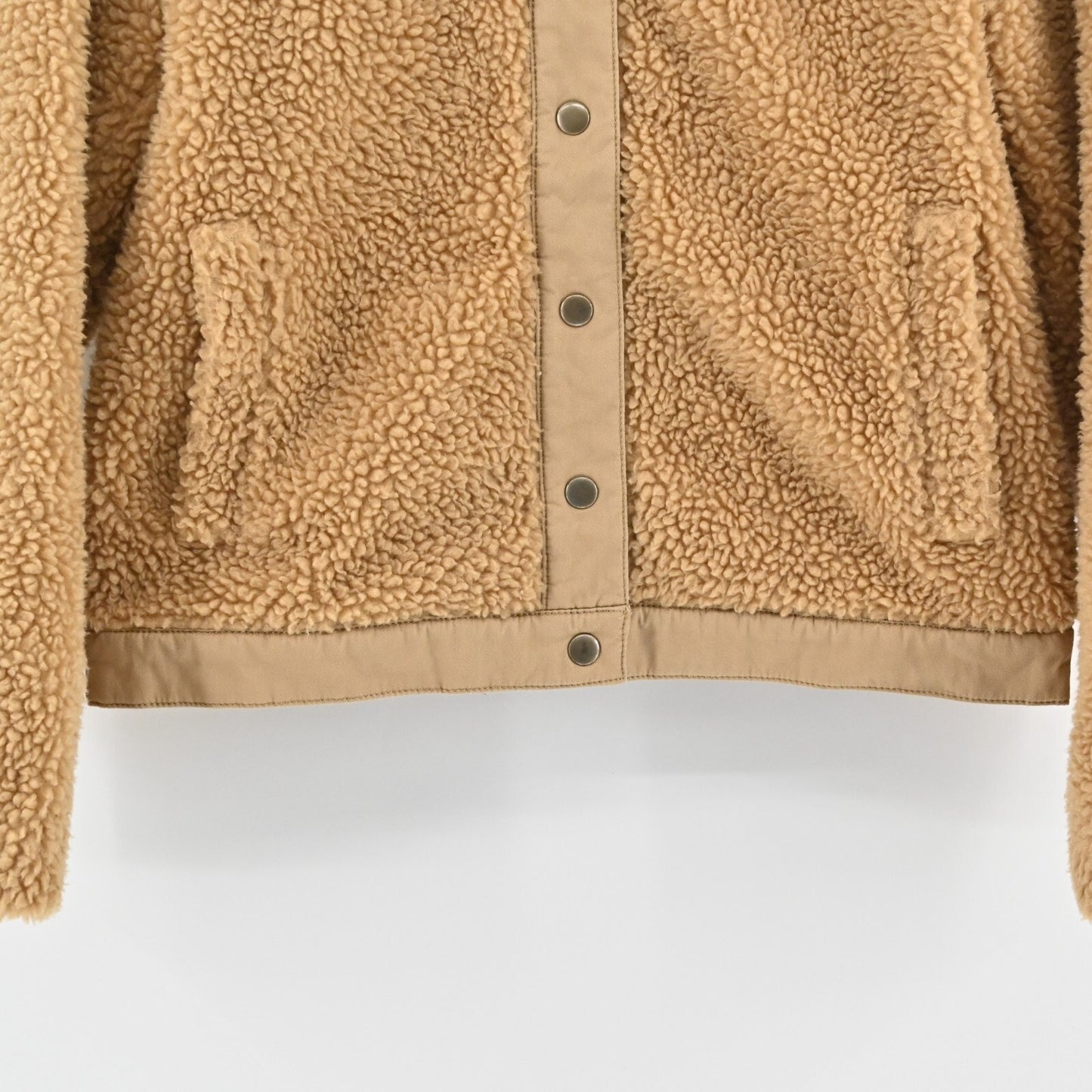Madewell Portland Sherpa Camel Jacket Women M Faux Fur Button Front Teddy Coat