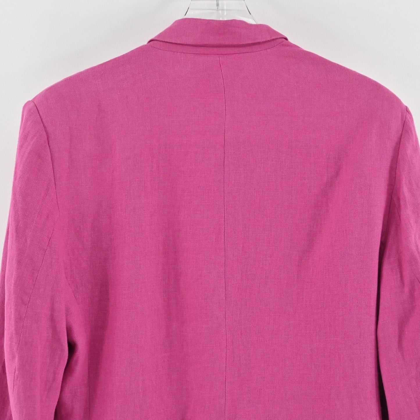 FARM RIO Womens Oversized Linen Blazer Size M Pink Single Breasted Shoulder Pads