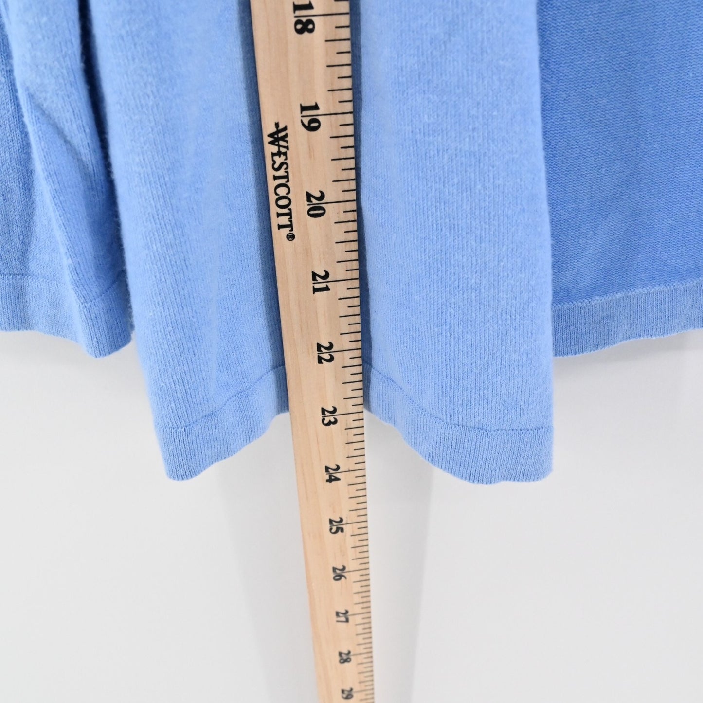 J MCLAUGHLIN Cardigan Sweater Womens Size M Solid Blue Cotton Modal Blend Knit