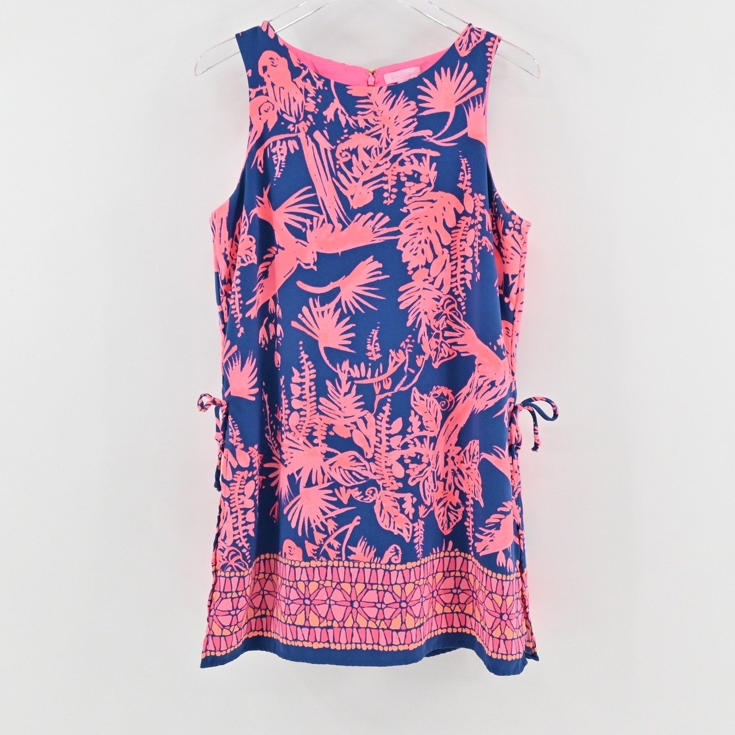 Lilly Pulitzer Donna Romper Sz 10 Indigo Night Caw Blue Pink Sleeveless Playsuit