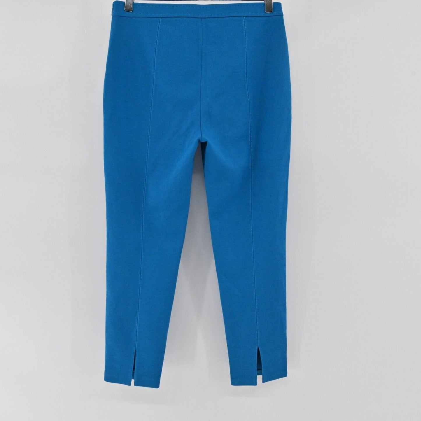 ST JOHN Pants Womens Size 6 Classic Knit Blue Wool Slit Back Straight Trousers