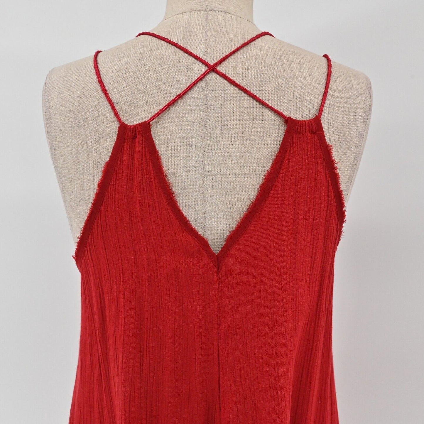 FREE PEOPLE Dress Womens Size XS Wicked Spell Brick Red Strappy Floral Lace Boho