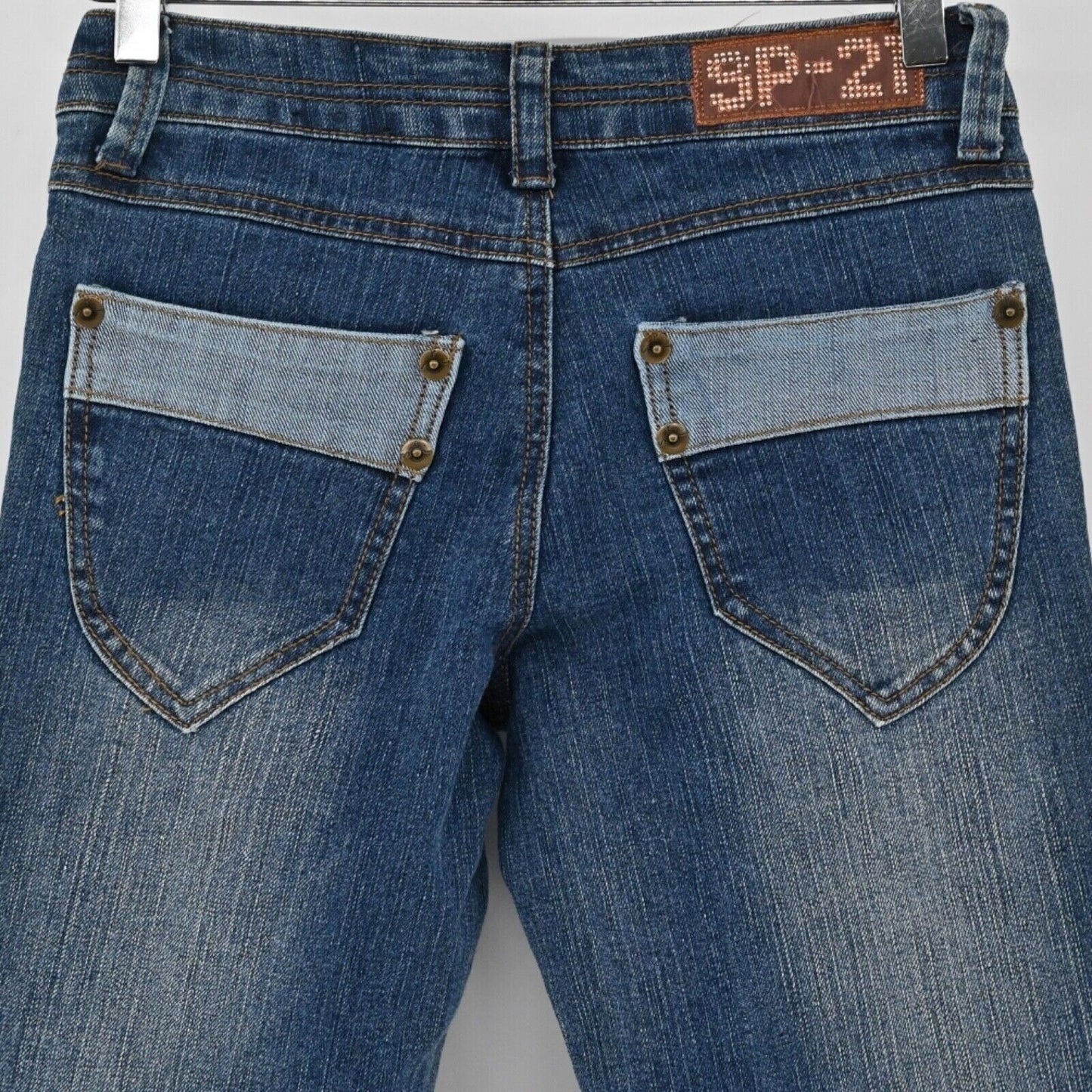 Vtg Y2k SOUTHPOLE Womens Studded Low Rise Jeans Sz 5 Logo Graphic Urban Graffiti