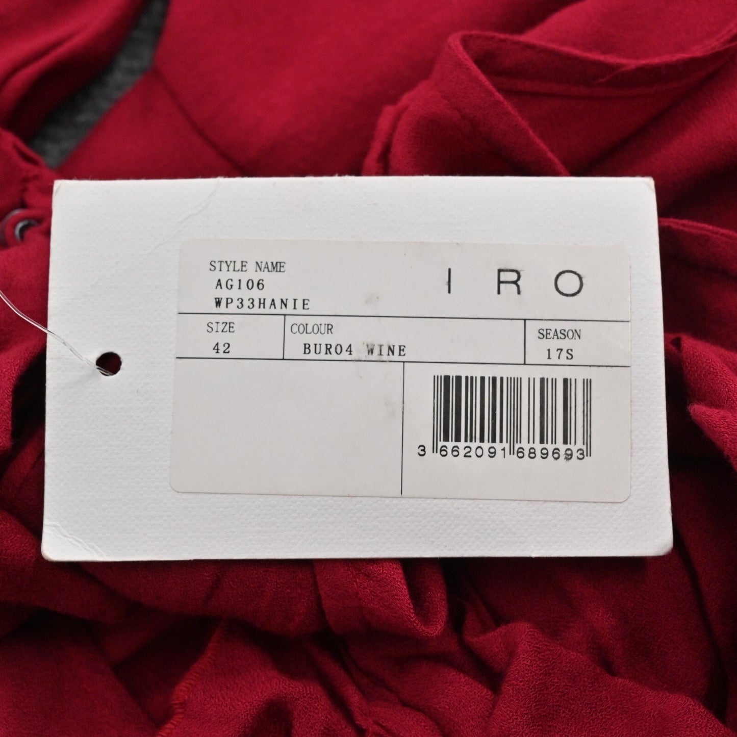 IRO Womens Hanie Cold Shoulder Dress Size 42 XL Red Ruffle Long Sleeve Mini NEW