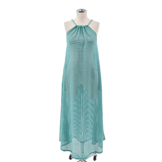 HAUTE HIPPIE Blue Crochet Maxi Dress Cover Up Beach Aqua Boho Rope Pockets Sz M