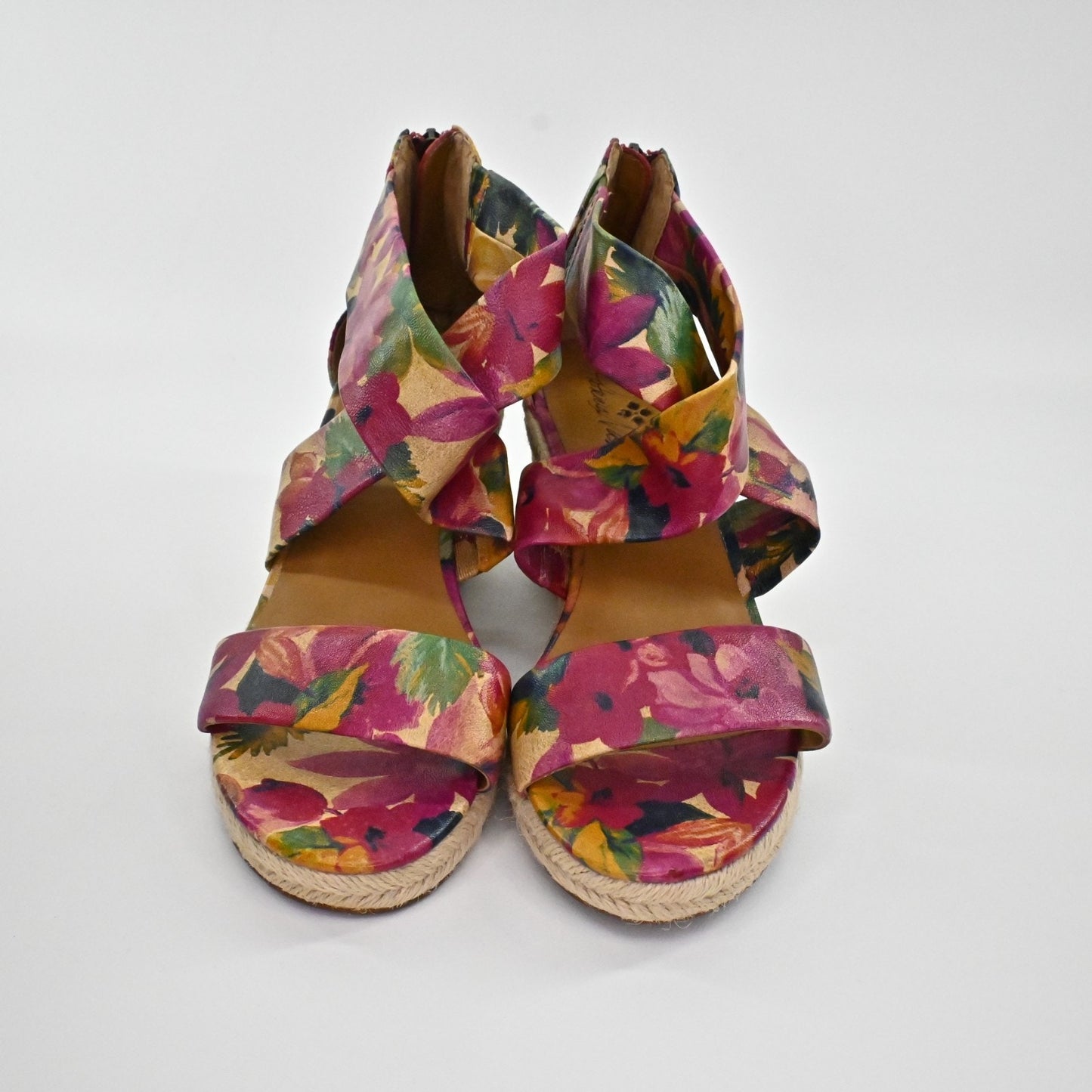 Patricia Nash Womens Rubia Leather Espadrille Wedge Sandals Size 11M Floral