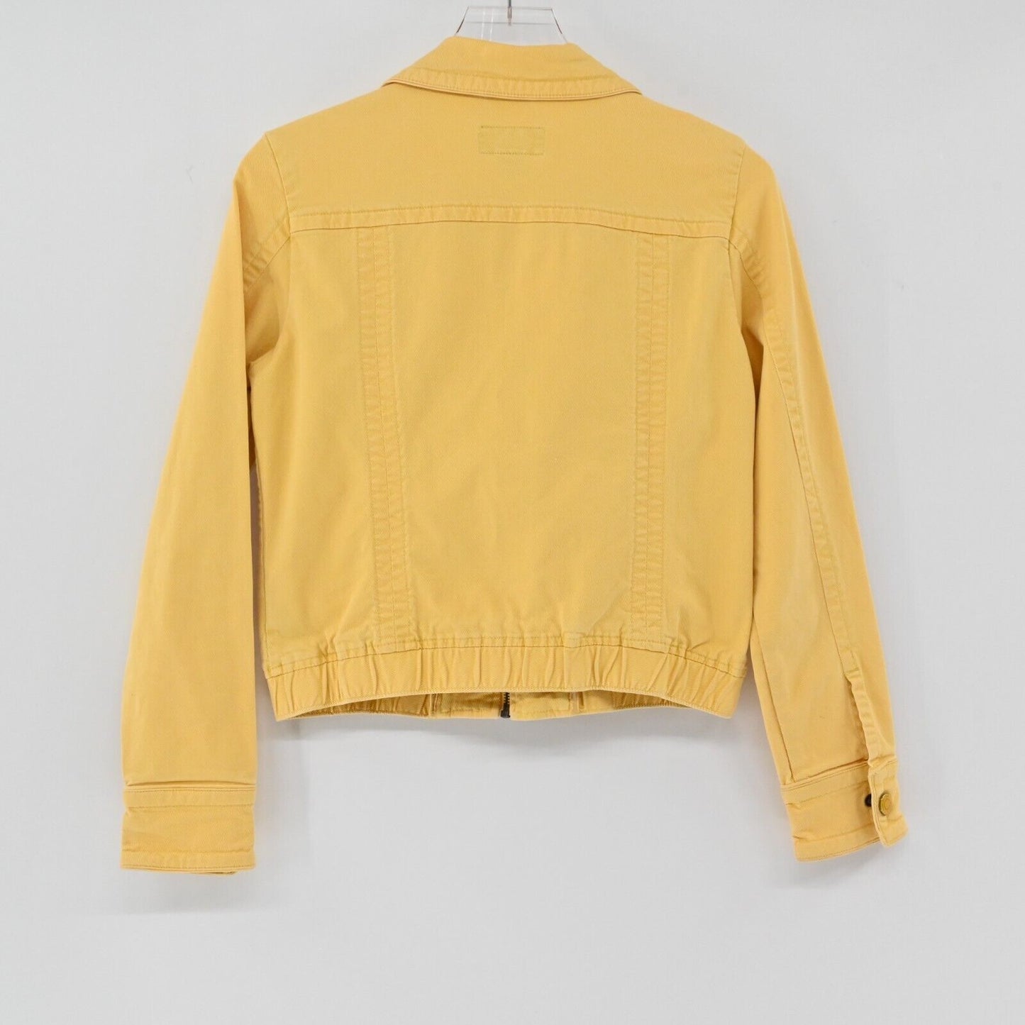 Vtg AMERICAN EAGLE Jean Jacket Womens Size M Yellow Denim Zip Up Pockets Y2k