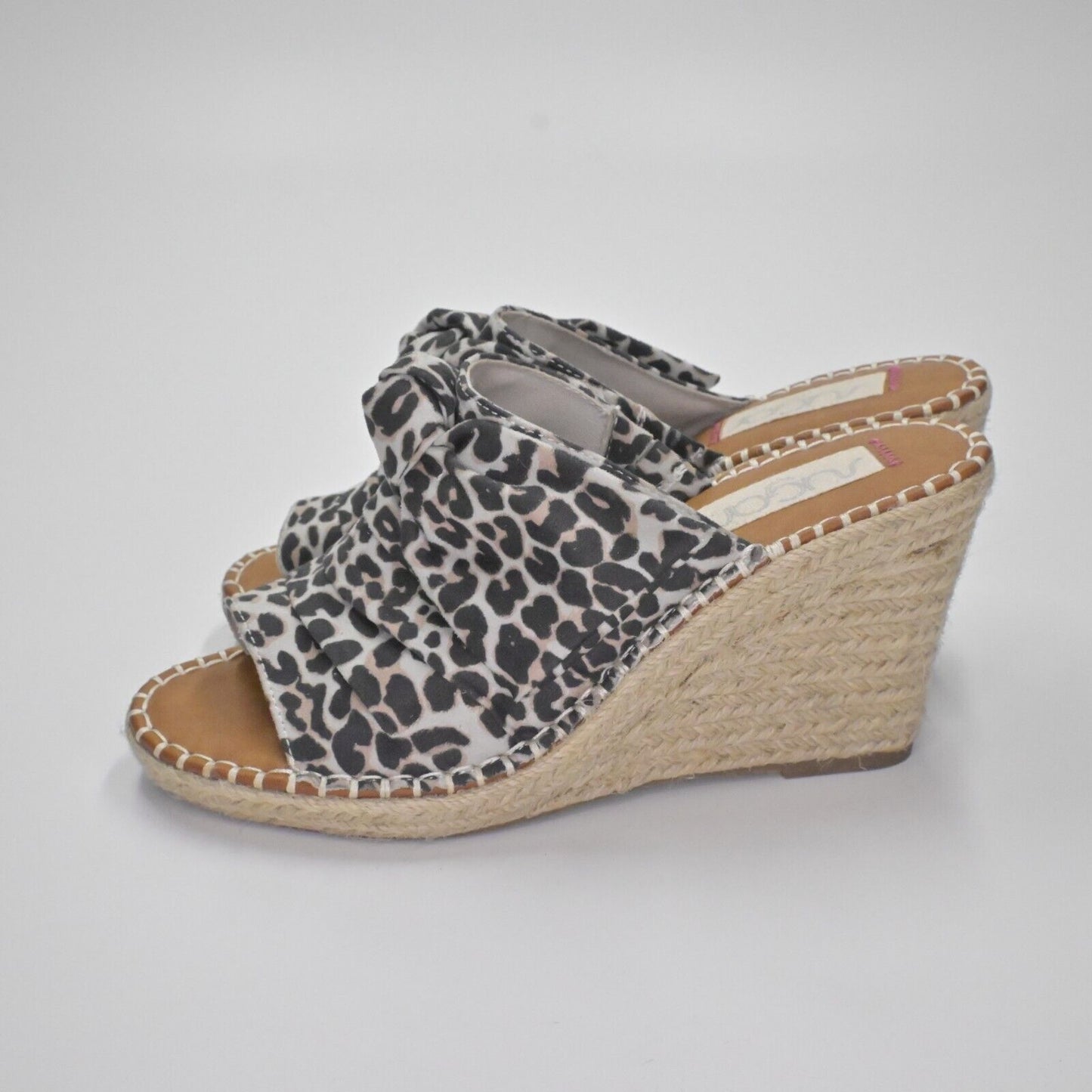 SUGAR Wedges Womens Size 10M Hundreds Espadrille Animal Print Twist Bow Mob Wife