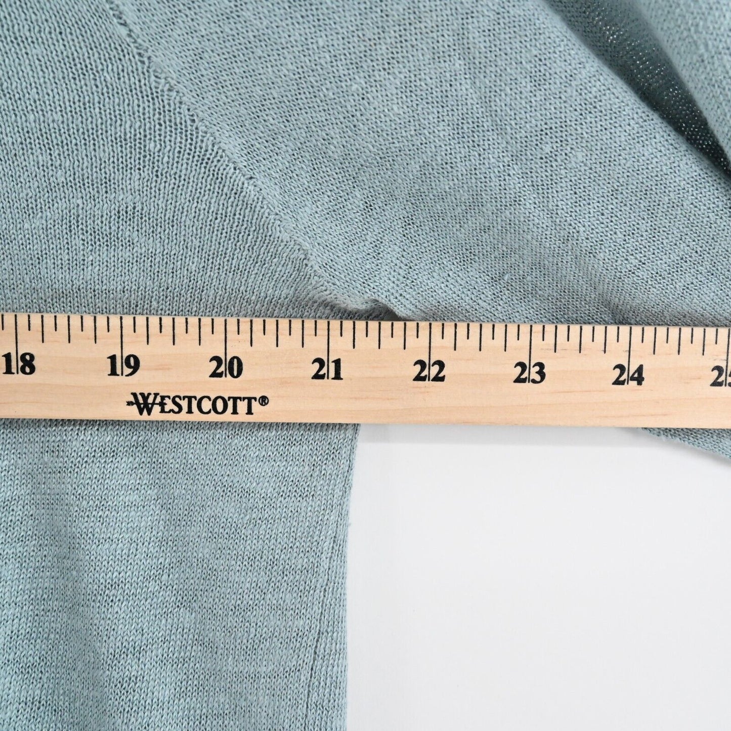 NORTHERN ISLES Sweater Womens Size S Embroidered Linen Teal Ice Funnel Neck NEW