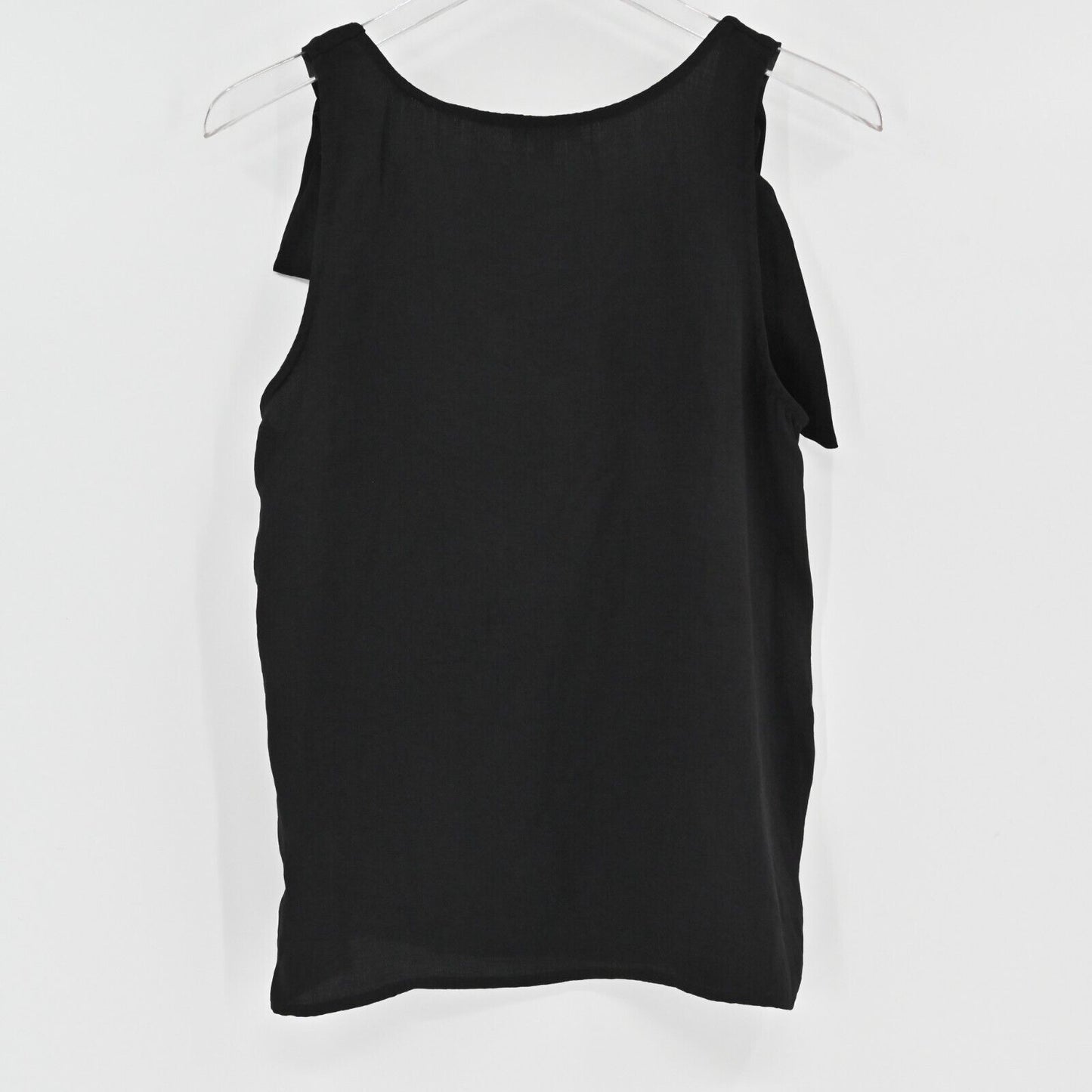 RILEY RAE Top Womens Sz S Lily Tie Shoulder V Neck Shirt Tank Black Academia NEW