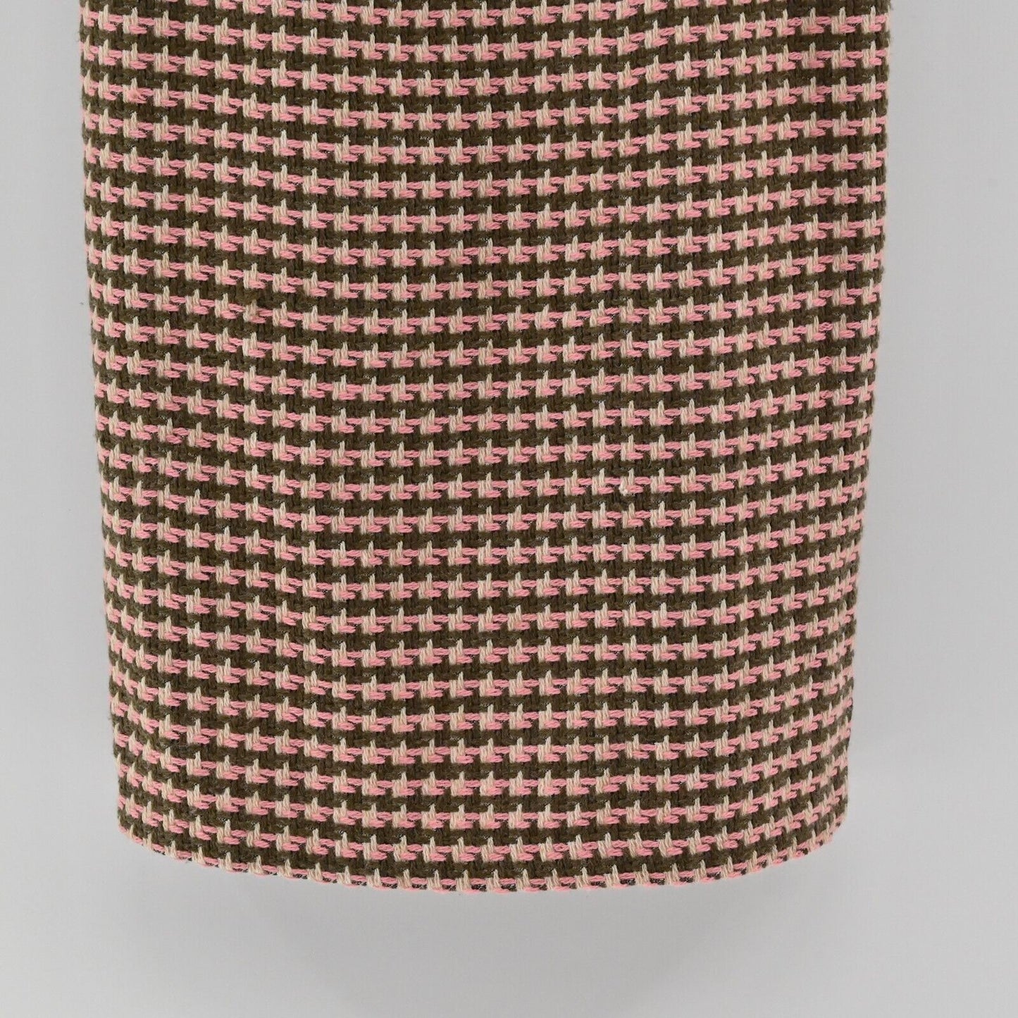 Vtg RUTH Dress Womens Sz 10 Strapless Wool Brown Pink Flower Detail Houndstooth