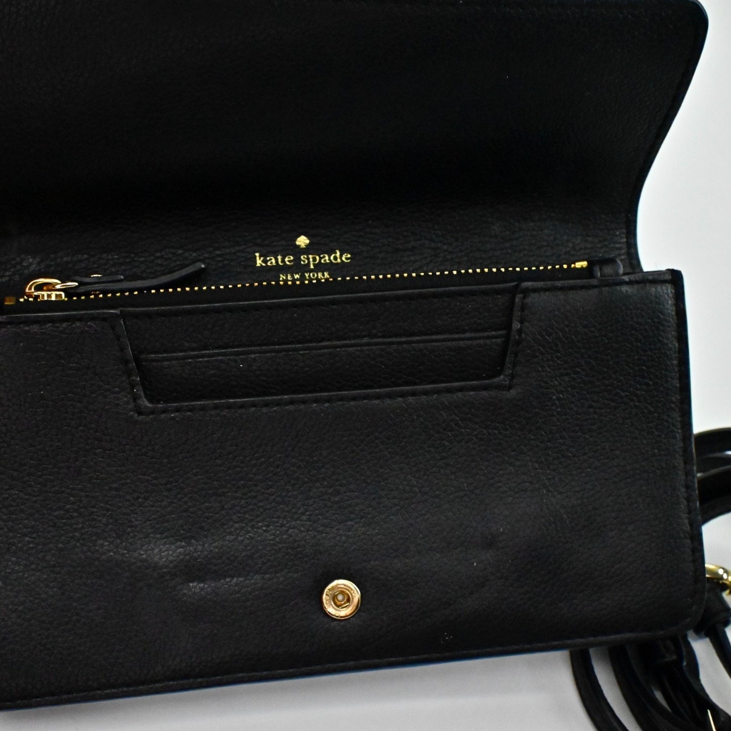 Kate Spade Kaela Carmel Court Black Leather Small Crossbody Bag Classic Flap