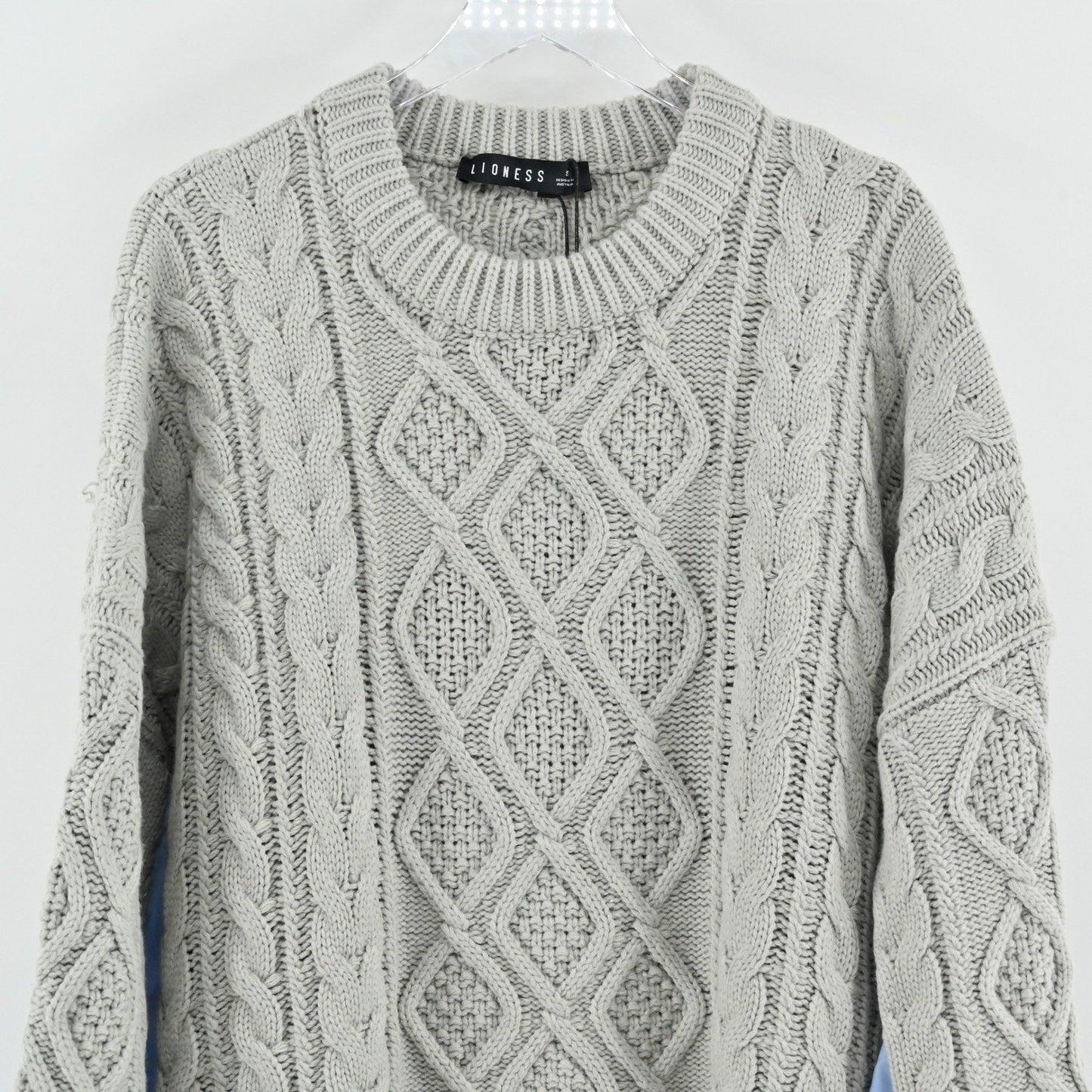 LIONESS Womens Sonny Oversized Knit Sweater Size S Cable Fisherman Cozy Revolve