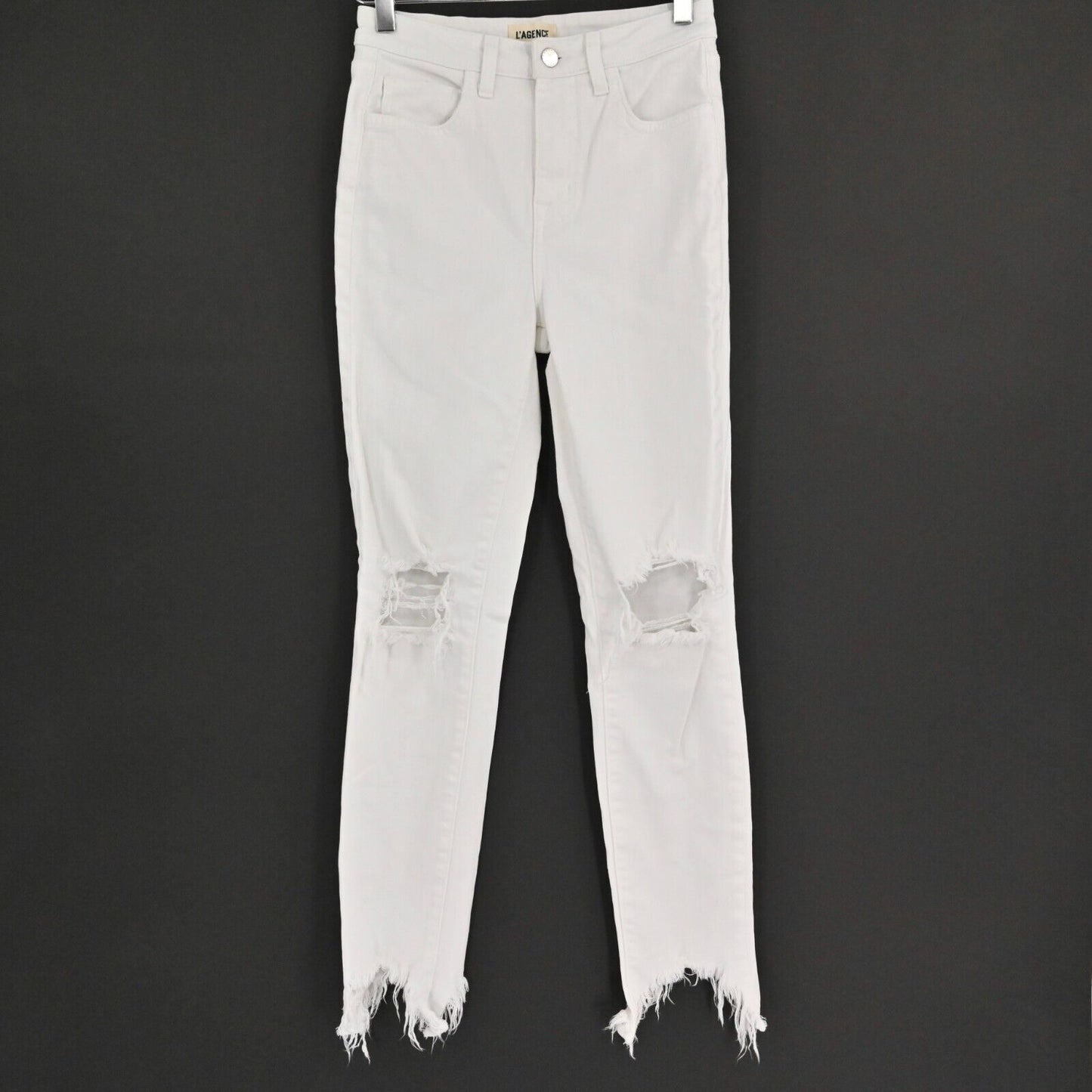 LAGENCE Jeans Womens Size 25 High Line Skinny High Rise Blanc Destruct White