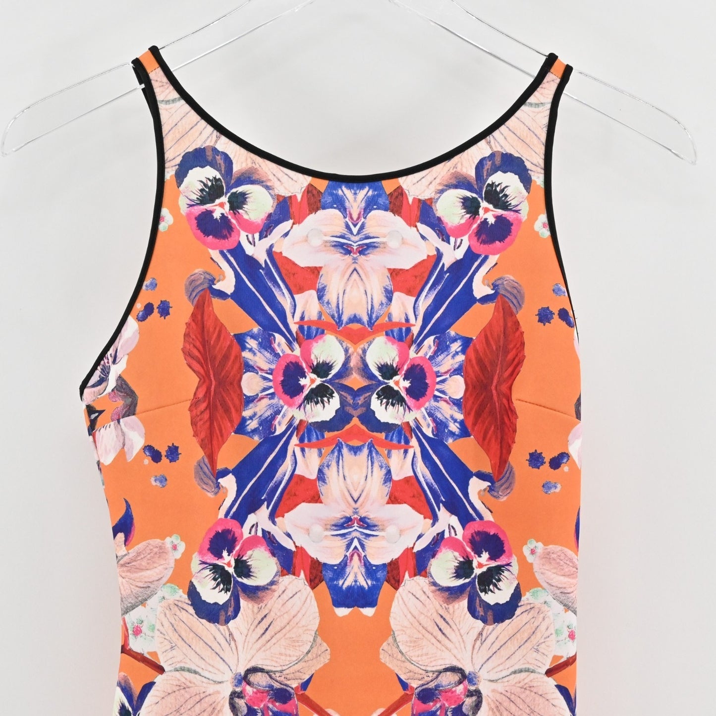 Clover Canyon Prism Orchid Neoprenen Scuba Dress Sz S Bodycon Sleeveless Stretch