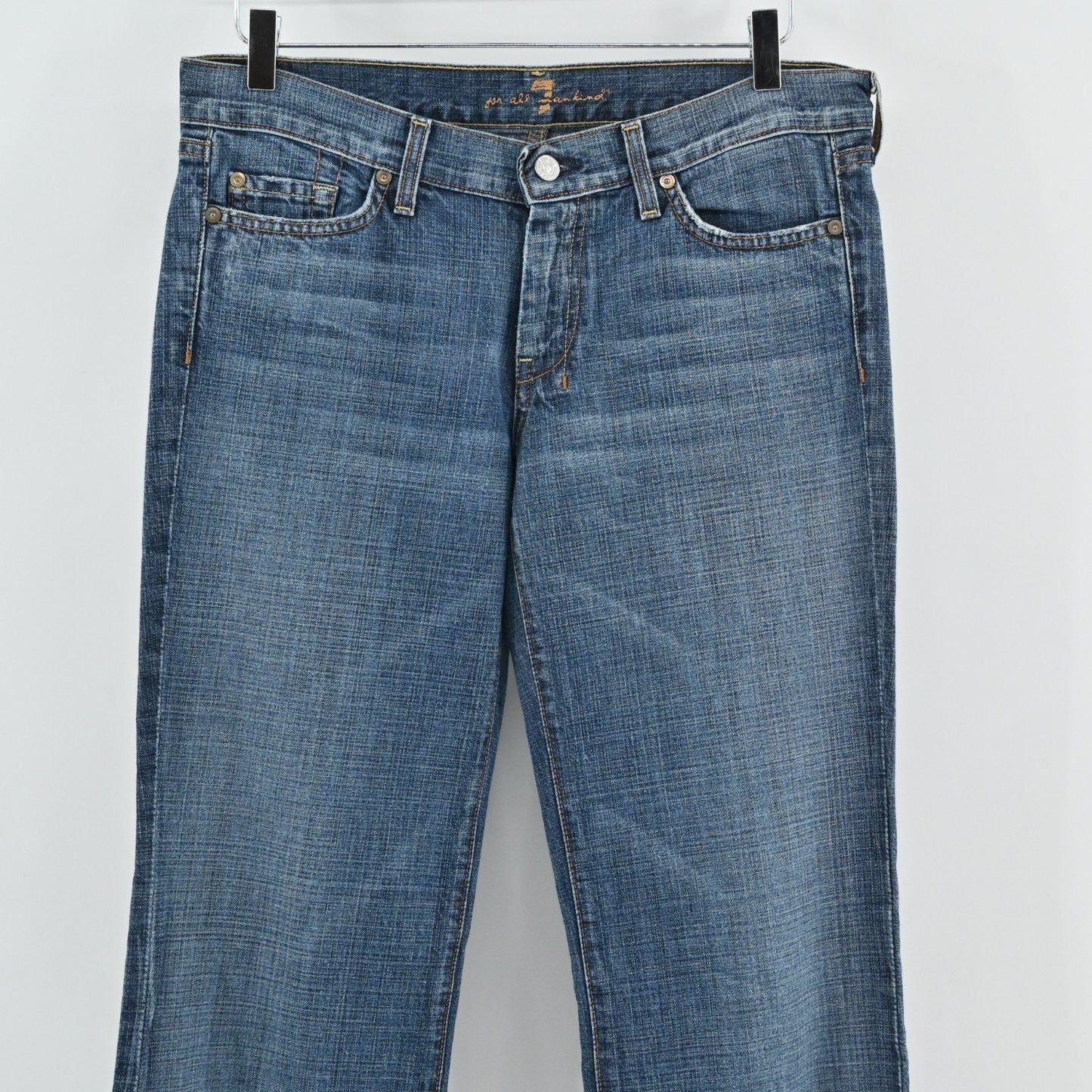 7FAM Womens Dojo Wide Leg Flare Jeans Size 30 Stretch Denim Medium Western USA