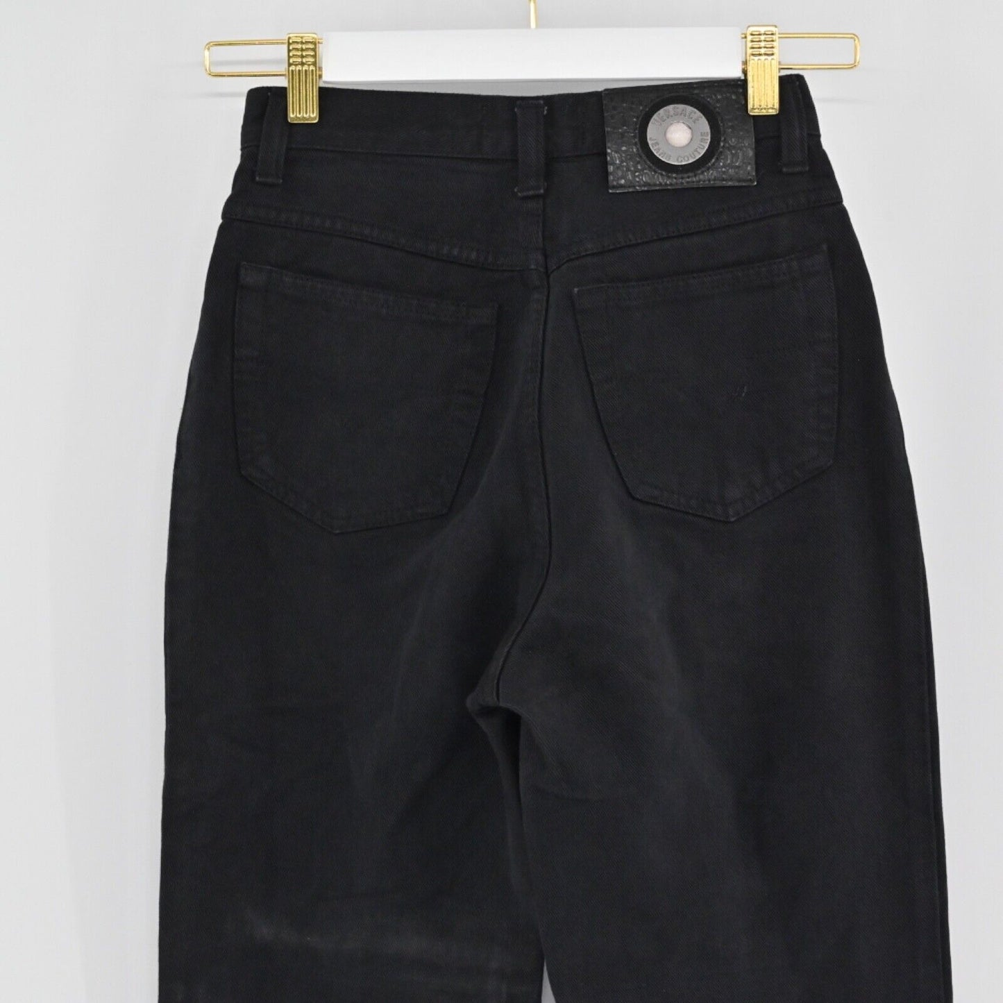 Vtg VERSACE JEANS Womens Sz 26 Black COUTURE High Rise Tapered Mom Cotton 90s